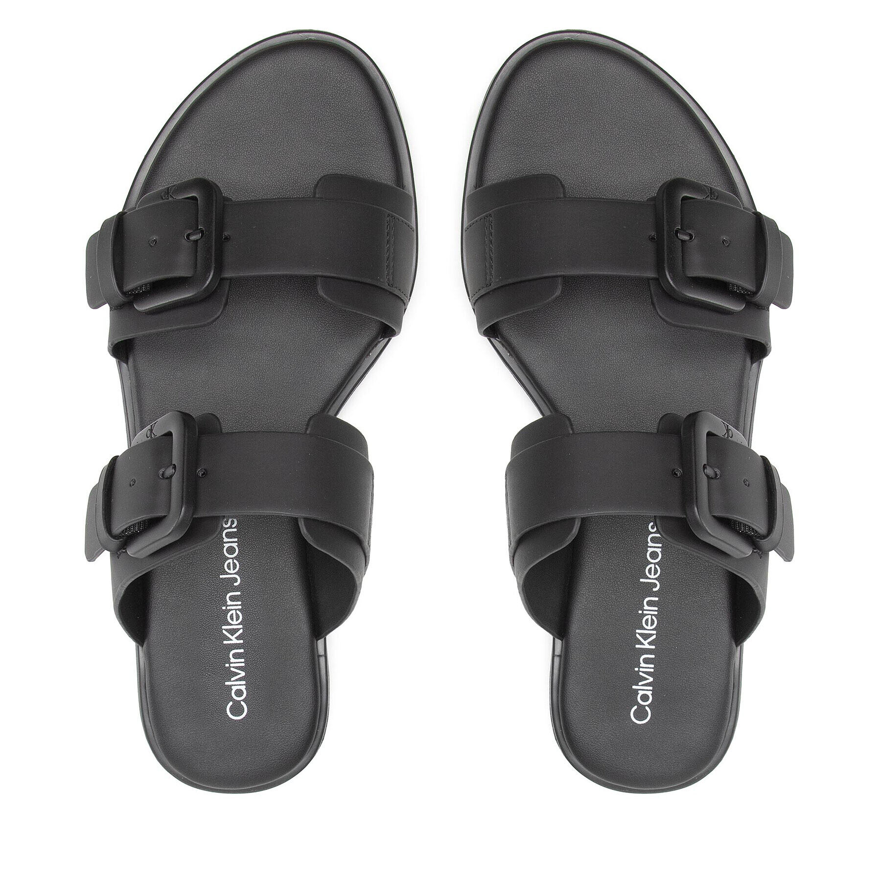 Calvin Klein Jeans Šľapky Flat Sandal Twostrips Rub YW0YW00537 Čierna - Pepit.sk