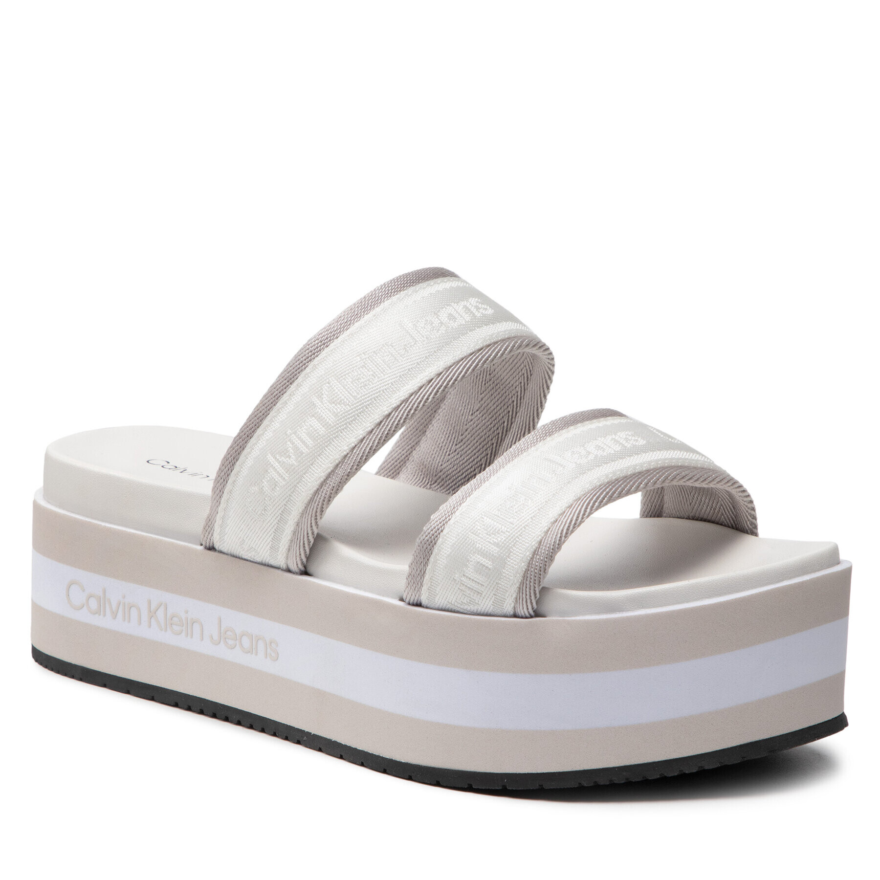 Calvin Klein Jeans Šľapky Flatform Sandal Twostraps YW0YW00561 Biela - Pepit.sk