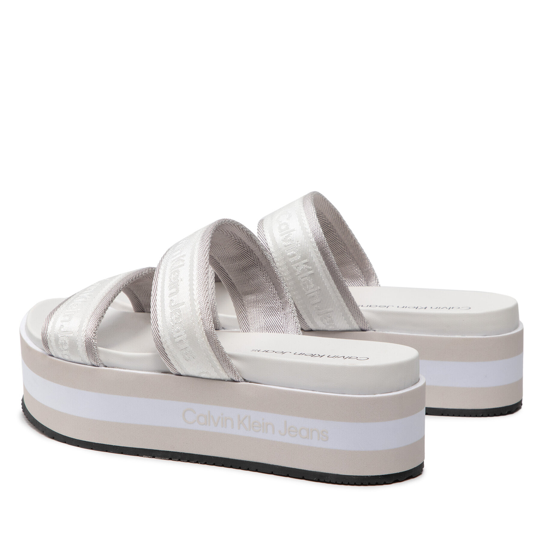 Calvin Klein Jeans Šľapky Flatform Sandal Twostraps YW0YW00561 Biela - Pepit.sk