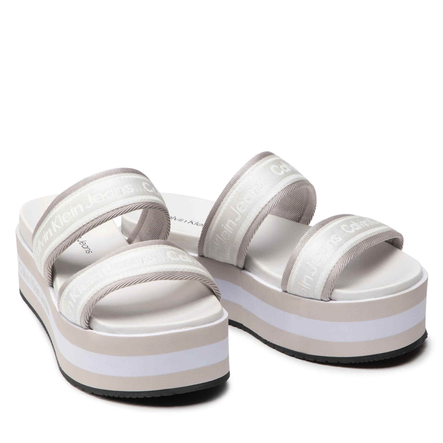 Calvin Klein Jeans Šľapky Flatform Sandal Twostraps YW0YW00561 Biela - Pepit.sk