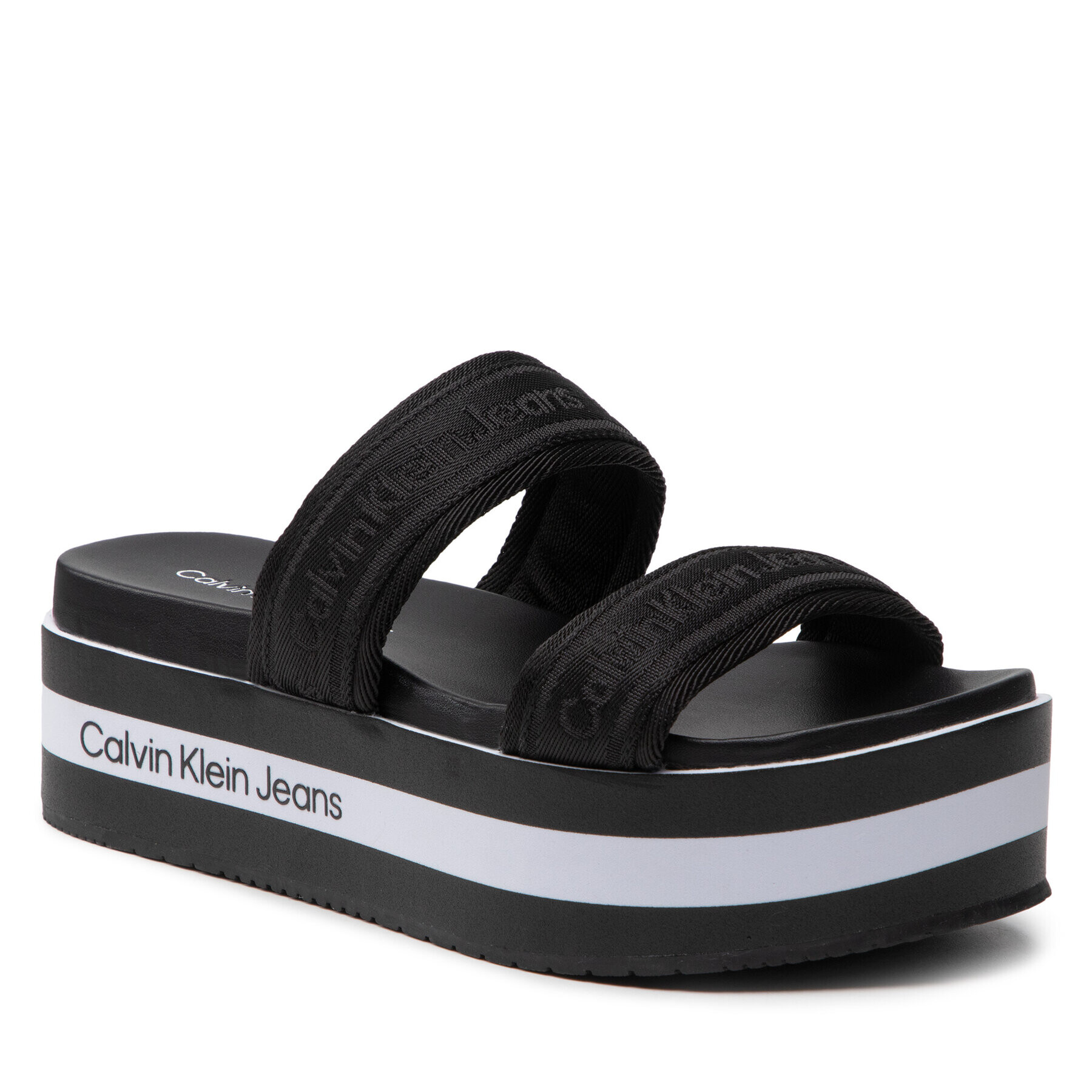 Calvin Klein Jeans Šľapky Flatform Sandal Twostraps YW0YW00561 Čierna - Pepit.sk