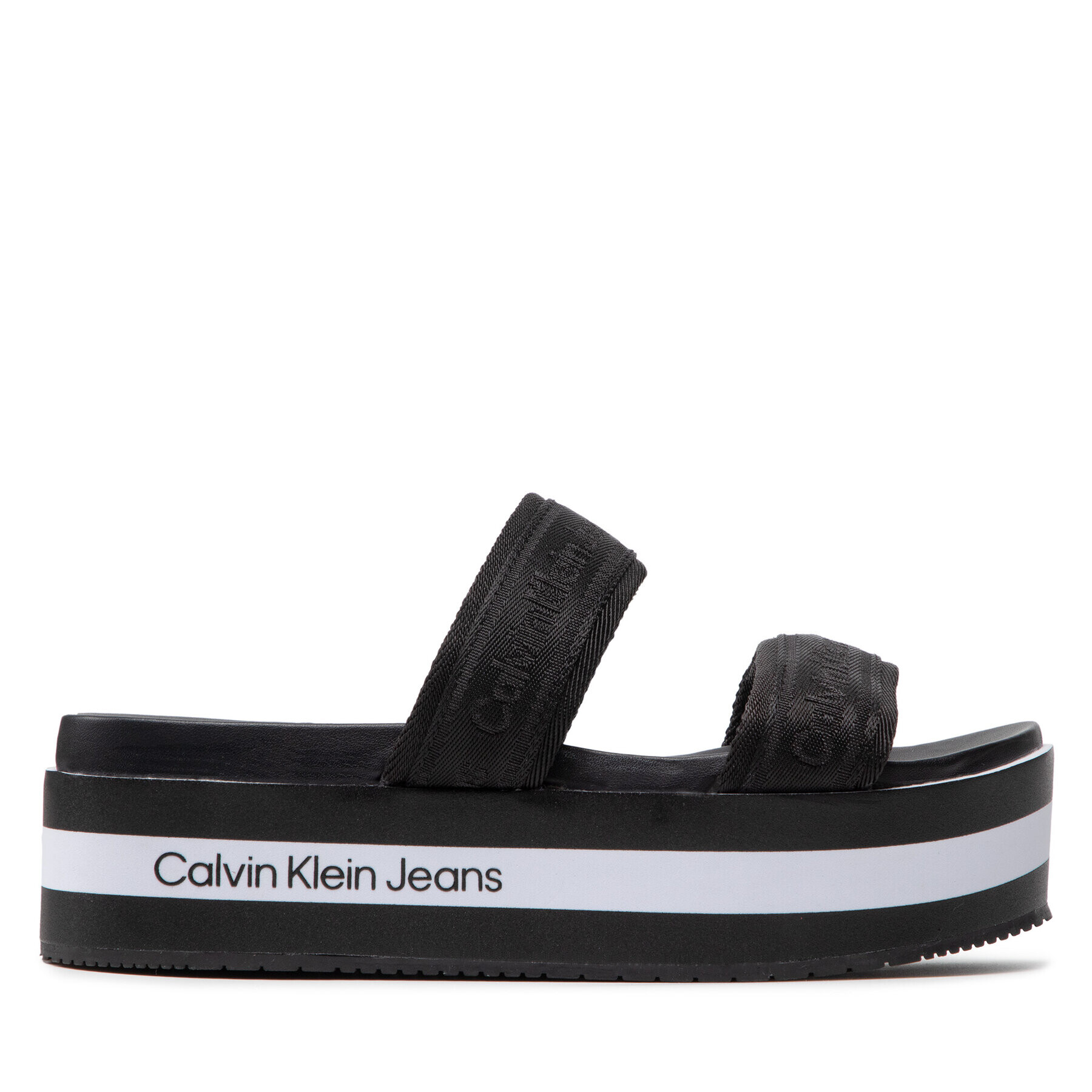 Calvin Klein Jeans Šľapky Flatform Sandal Twostraps YW0YW00561 Čierna - Pepit.sk