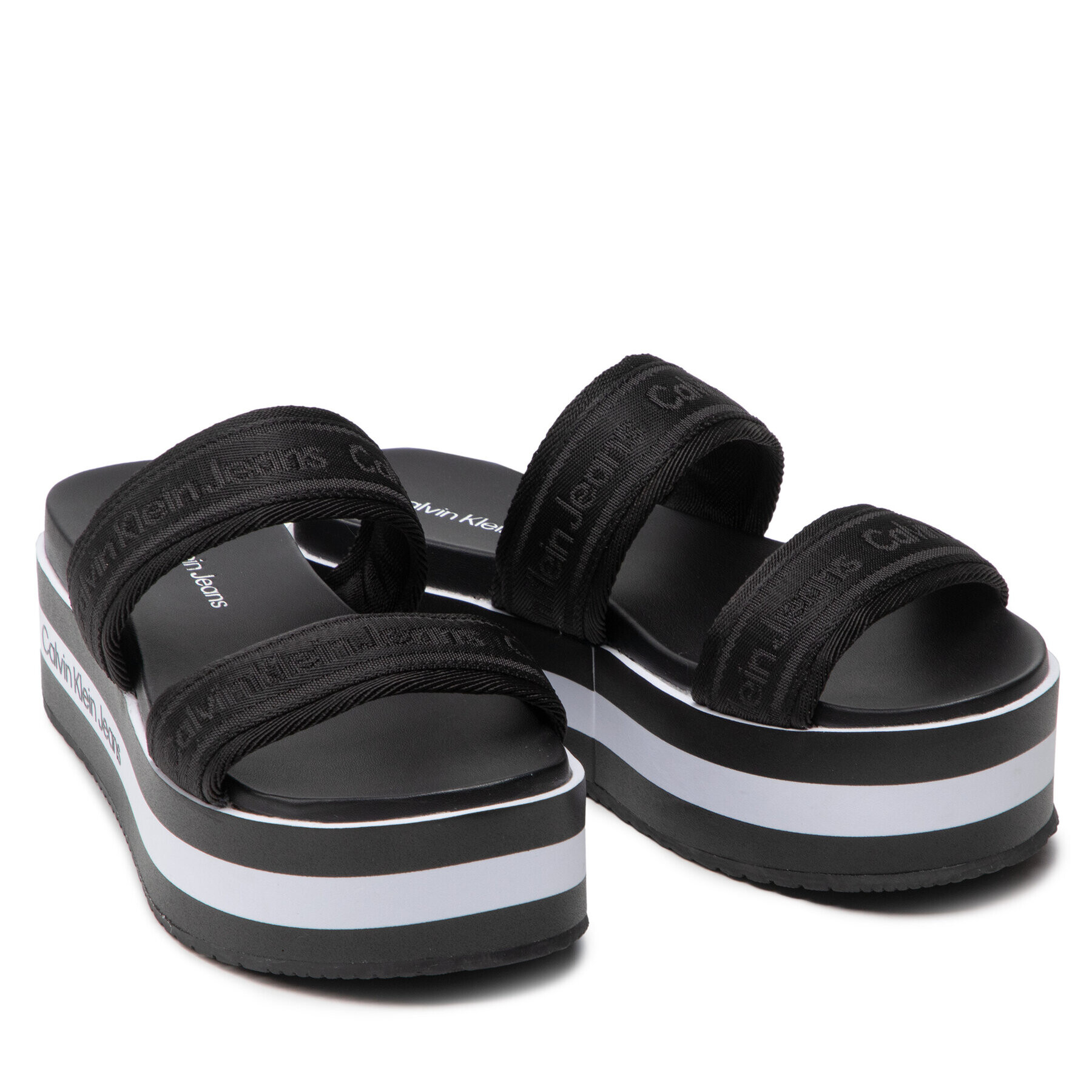 Calvin Klein Jeans Šľapky Flatform Sandal Twostraps YW0YW00561 Čierna - Pepit.sk