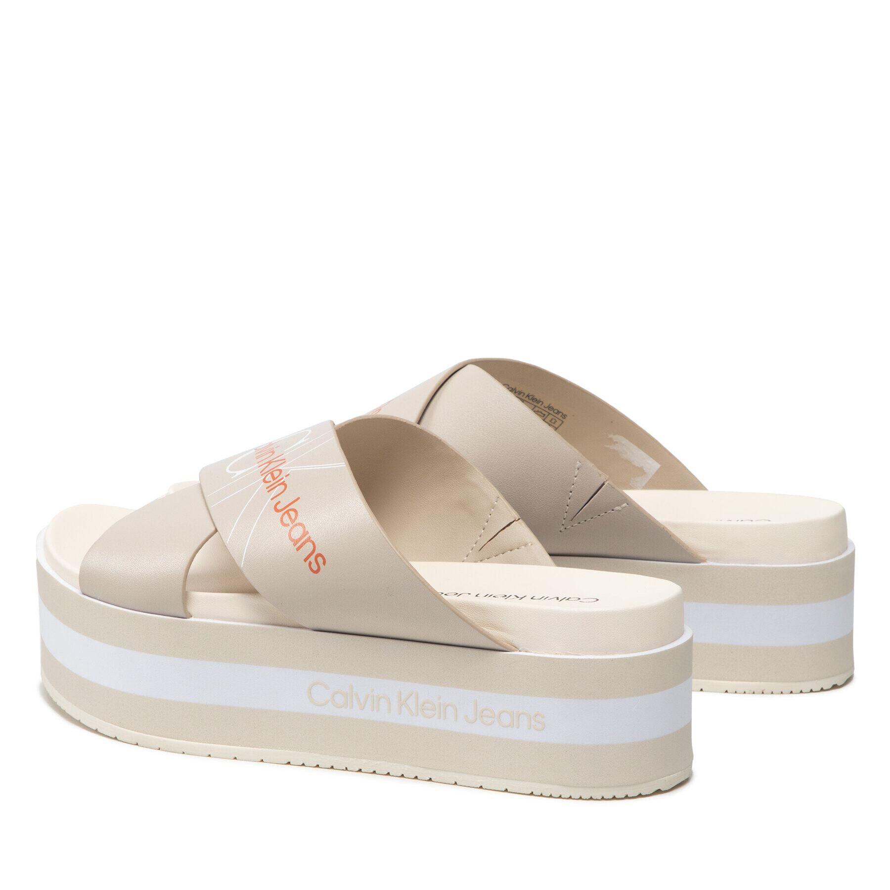 Calvin Klein Jeans Šľapky Platform Sandal Crisscross YW0YW00562 Béžová - Pepit.sk