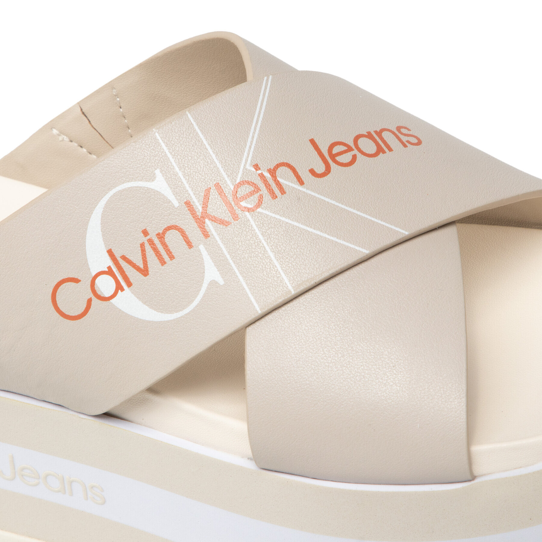 Calvin Klein Jeans Šľapky Platform Sandal Crisscross YW0YW00562 Béžová - Pepit.sk