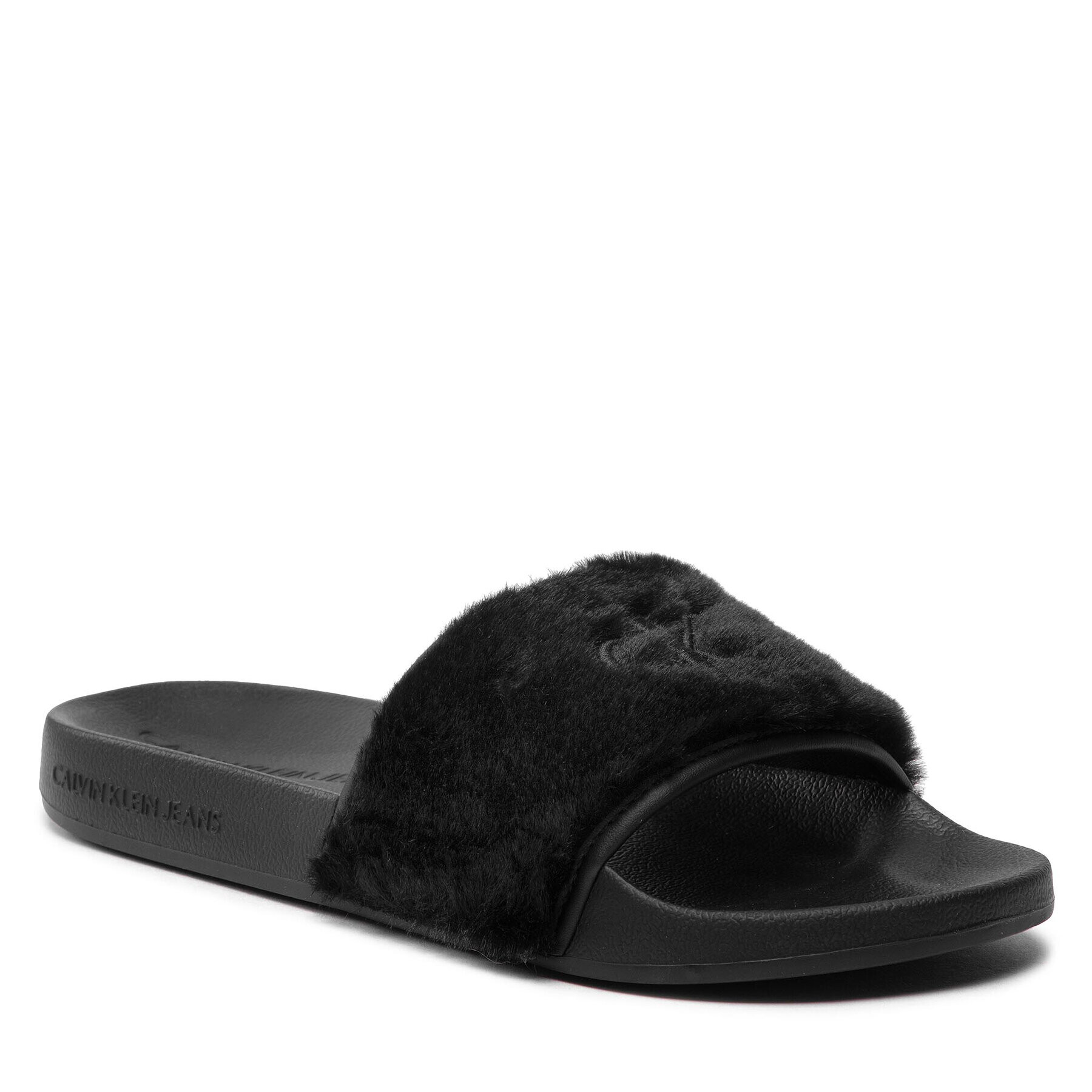 Calvin Klein Jeans Šľapky Slide Fur YW0YW00719 Čierna - Pepit.sk