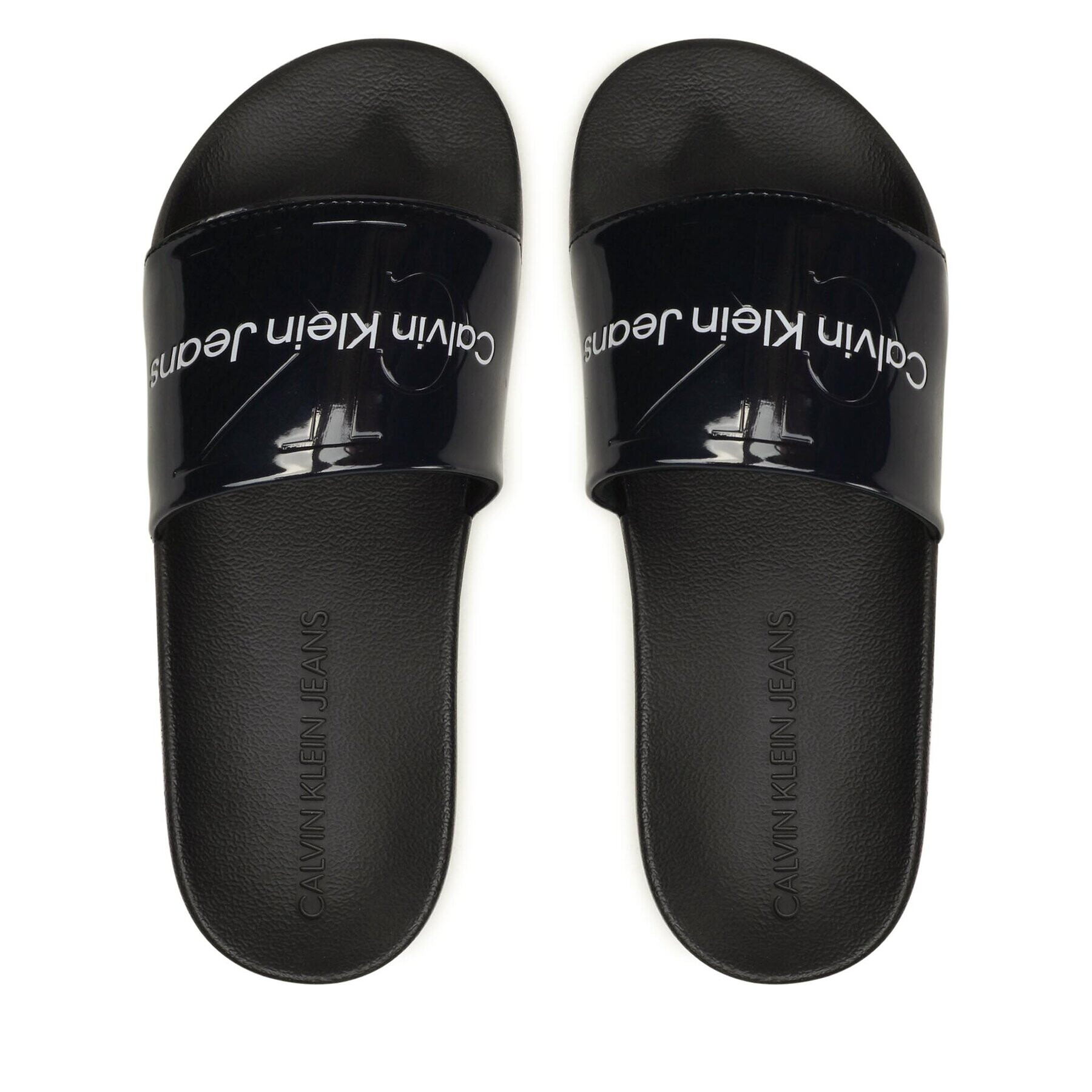 Calvin Klein Jeans Šľapky Slide Metallic Monologo YW0YW00638 Tmavomodrá - Pepit.sk