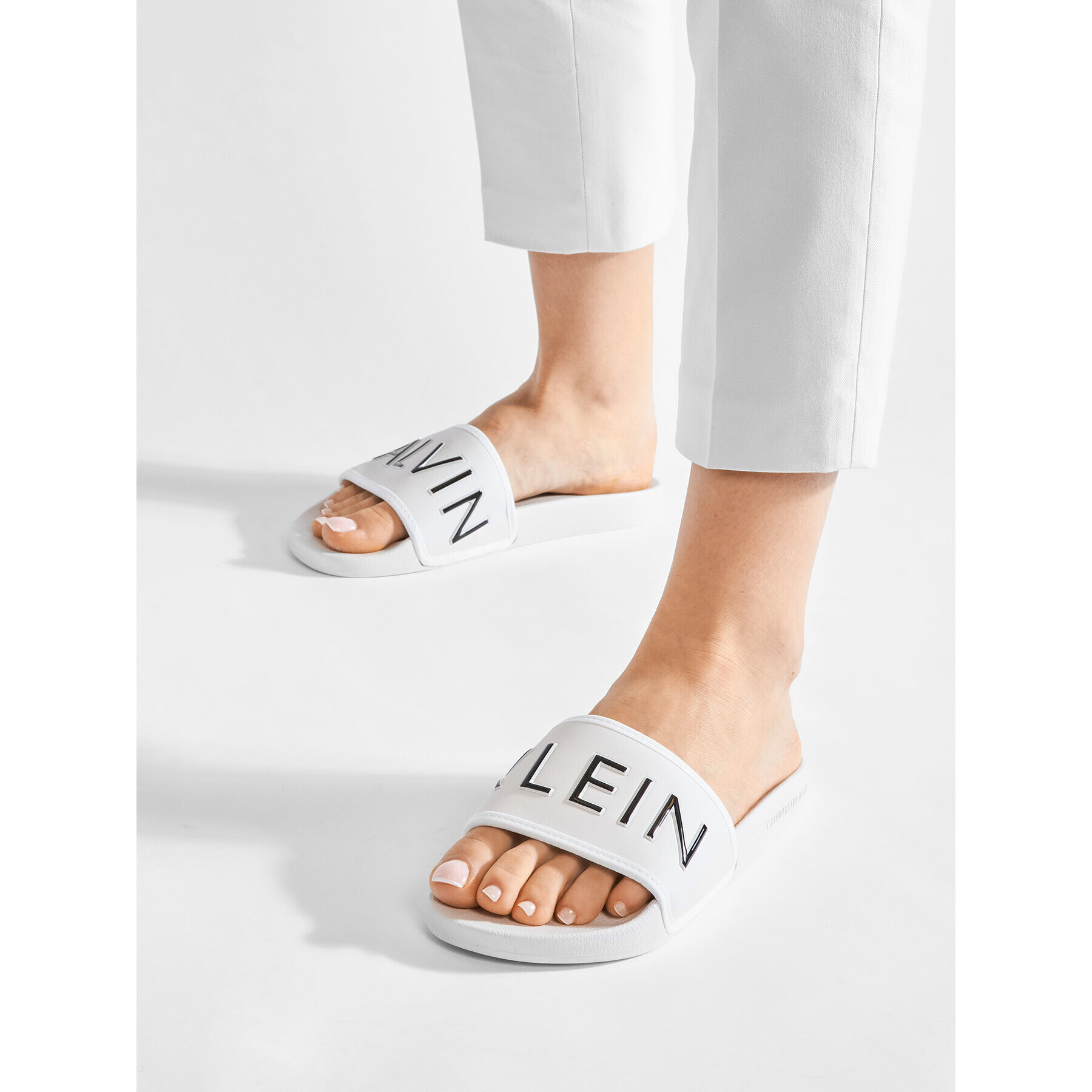 Calvin Klein Jeans Šľapky Slide Padded Ck Pes-Pu YW0YW00131 Béžová - Pepit.sk