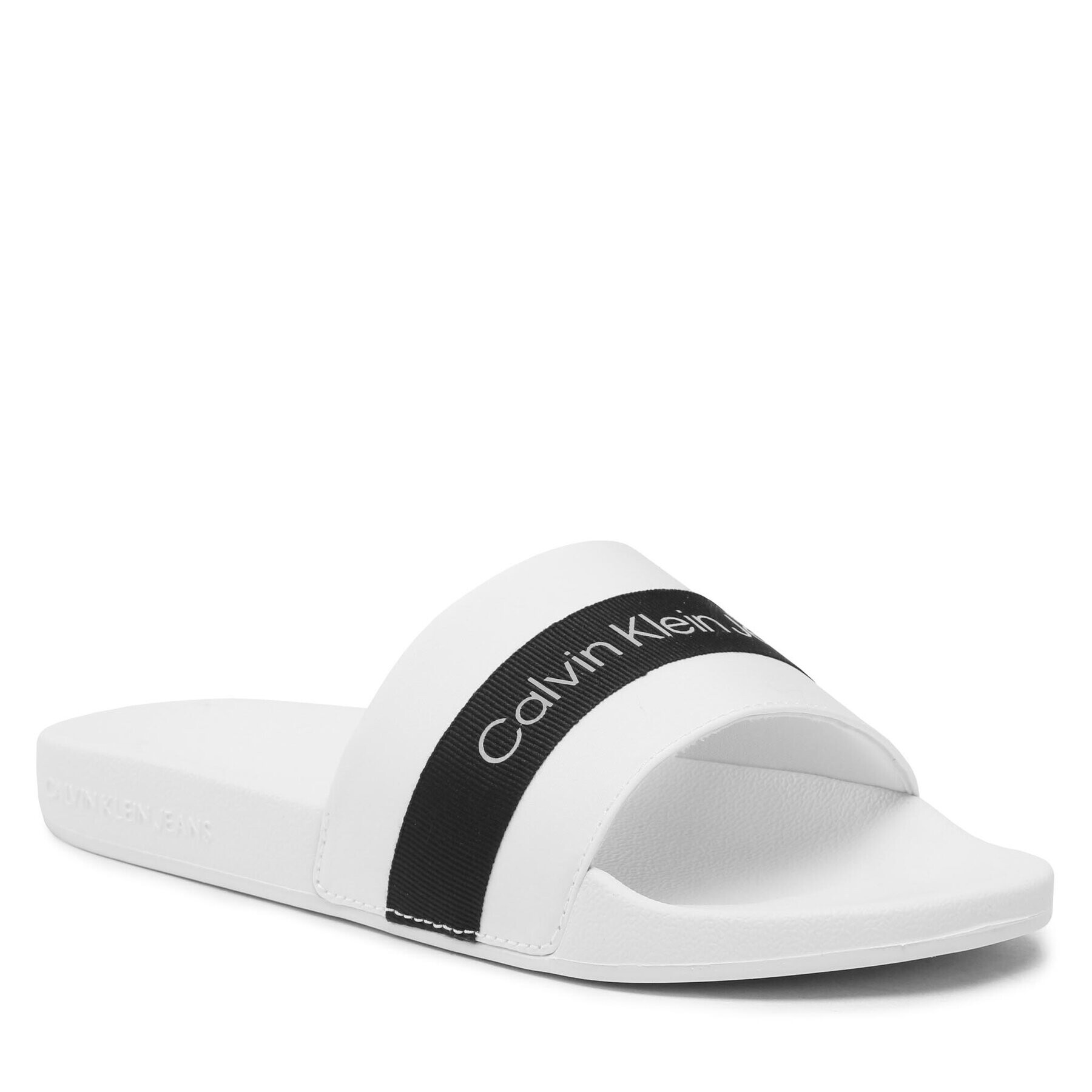 Calvin Klein Jeans Šľapky Slide Printed Logo Web YW0YW01244 Biela - Pepit.sk