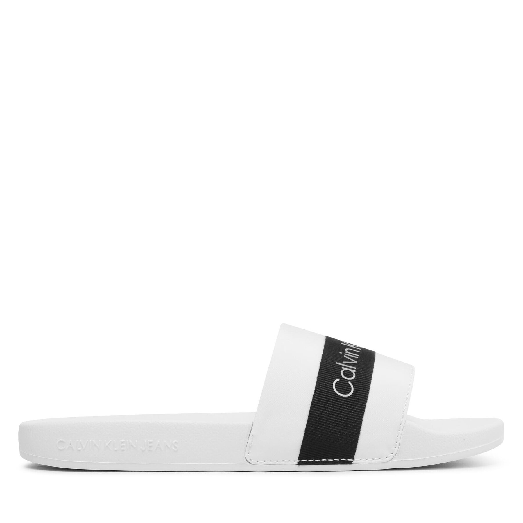 Calvin Klein Jeans Šľapky Slide Printed Logo Web YW0YW01244 Biela - Pepit.sk