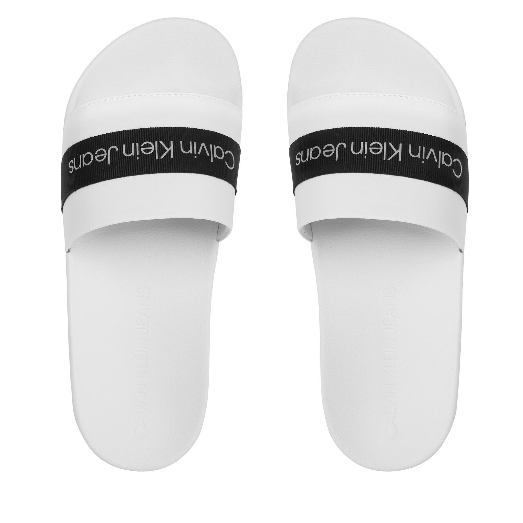 Calvin Klein Jeans Šľapky Slide Printed Logo Web YW0YW01244 Biela - Pepit.sk