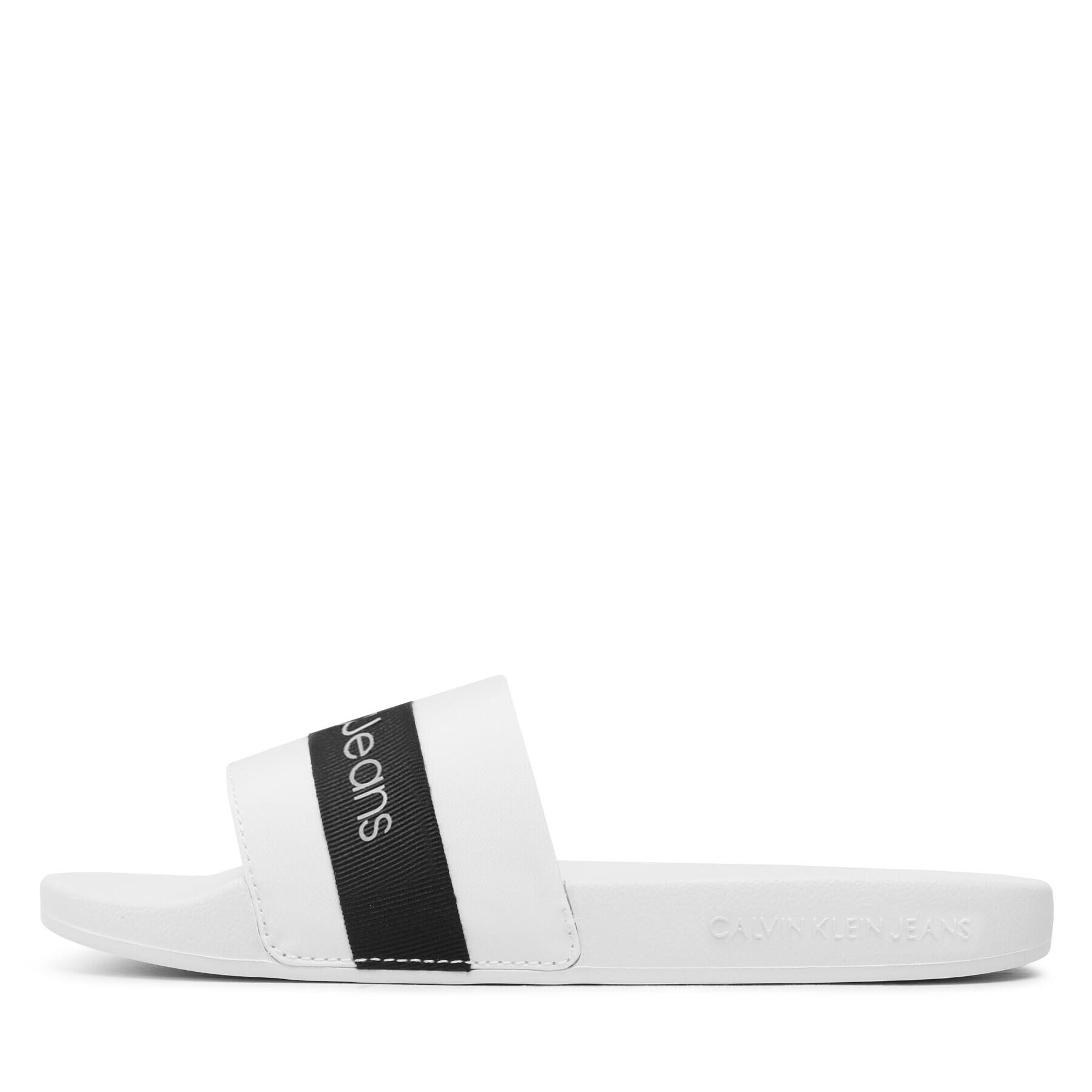 Calvin Klein Jeans Šľapky Slide Printed Logo Web YW0YW01244 Biela - Pepit.sk