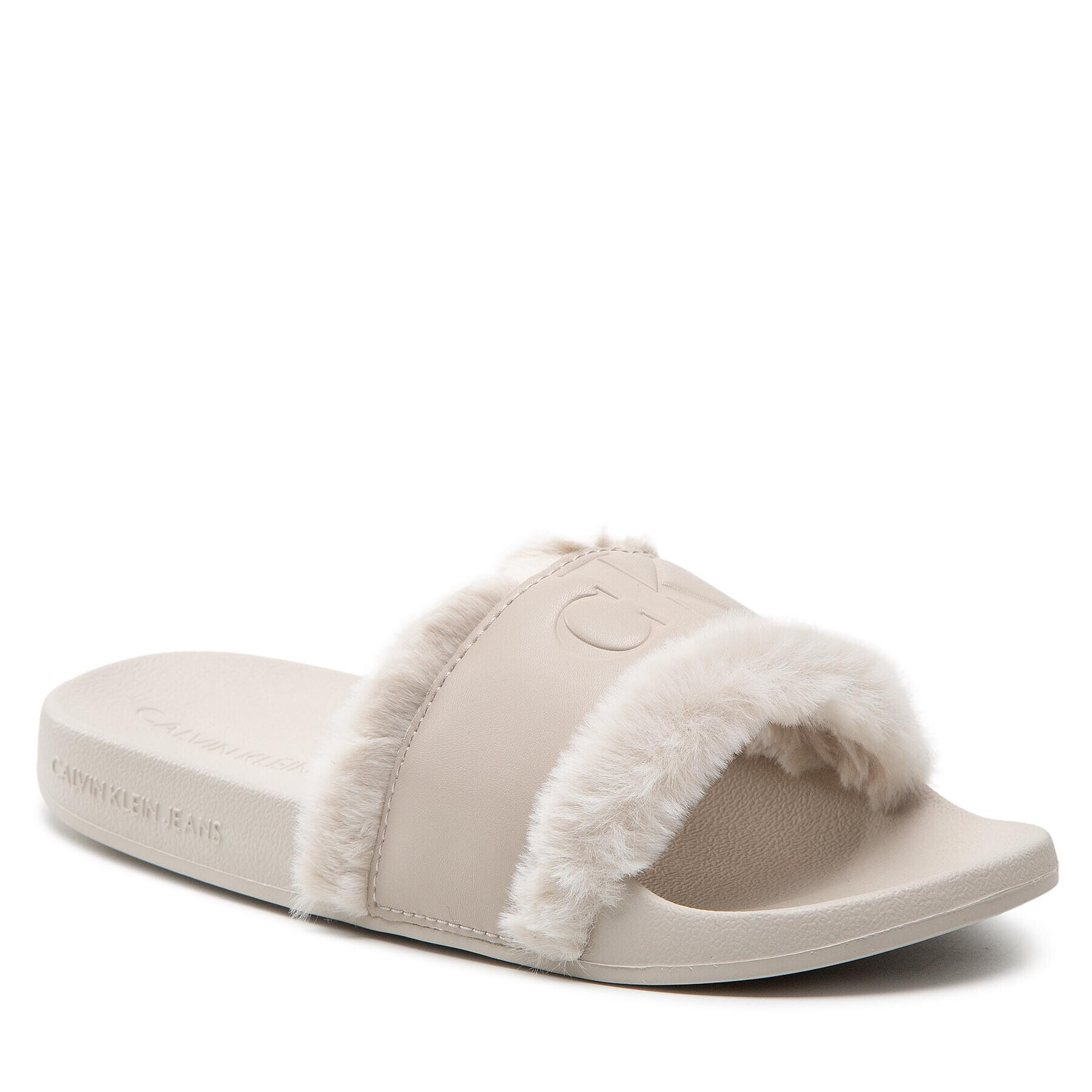 Calvin Klein Jeans Šľapky Slide W/Fake Fur YW0YW00754 Béžová - Pepit.sk