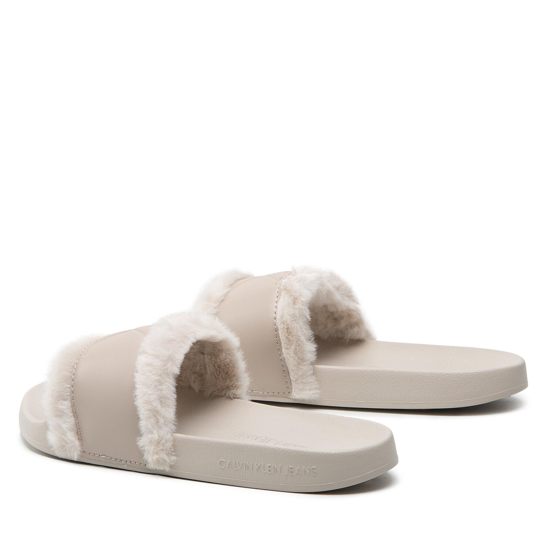 Calvin Klein Jeans Šľapky Slide W/Fake Fur YW0YW00754 Béžová - Pepit.sk