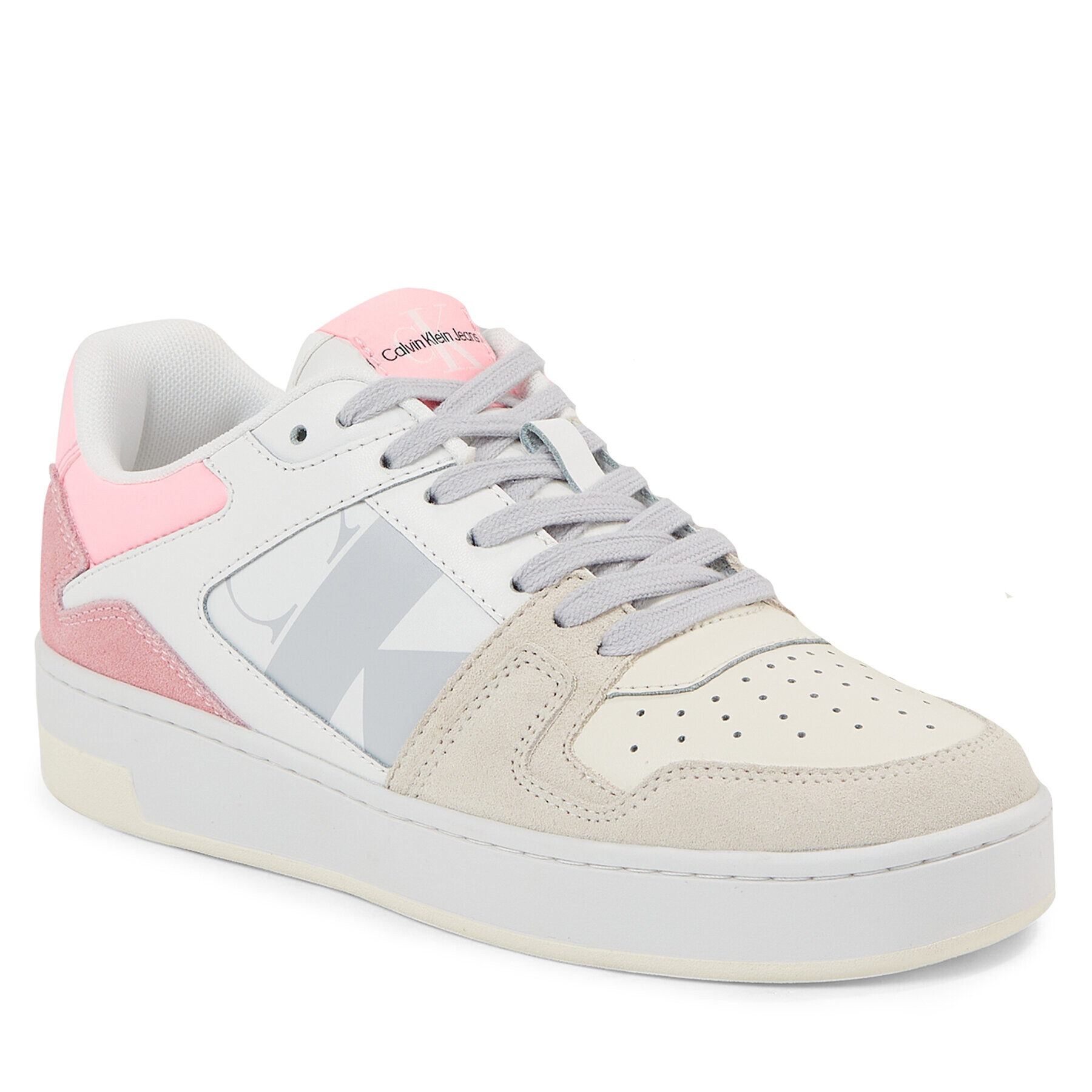 Calvin Klein Jeans Sneakersy Basket Cupsole Laceup Mix Lth Wn YW0YW01051 Biela - Pepit.sk