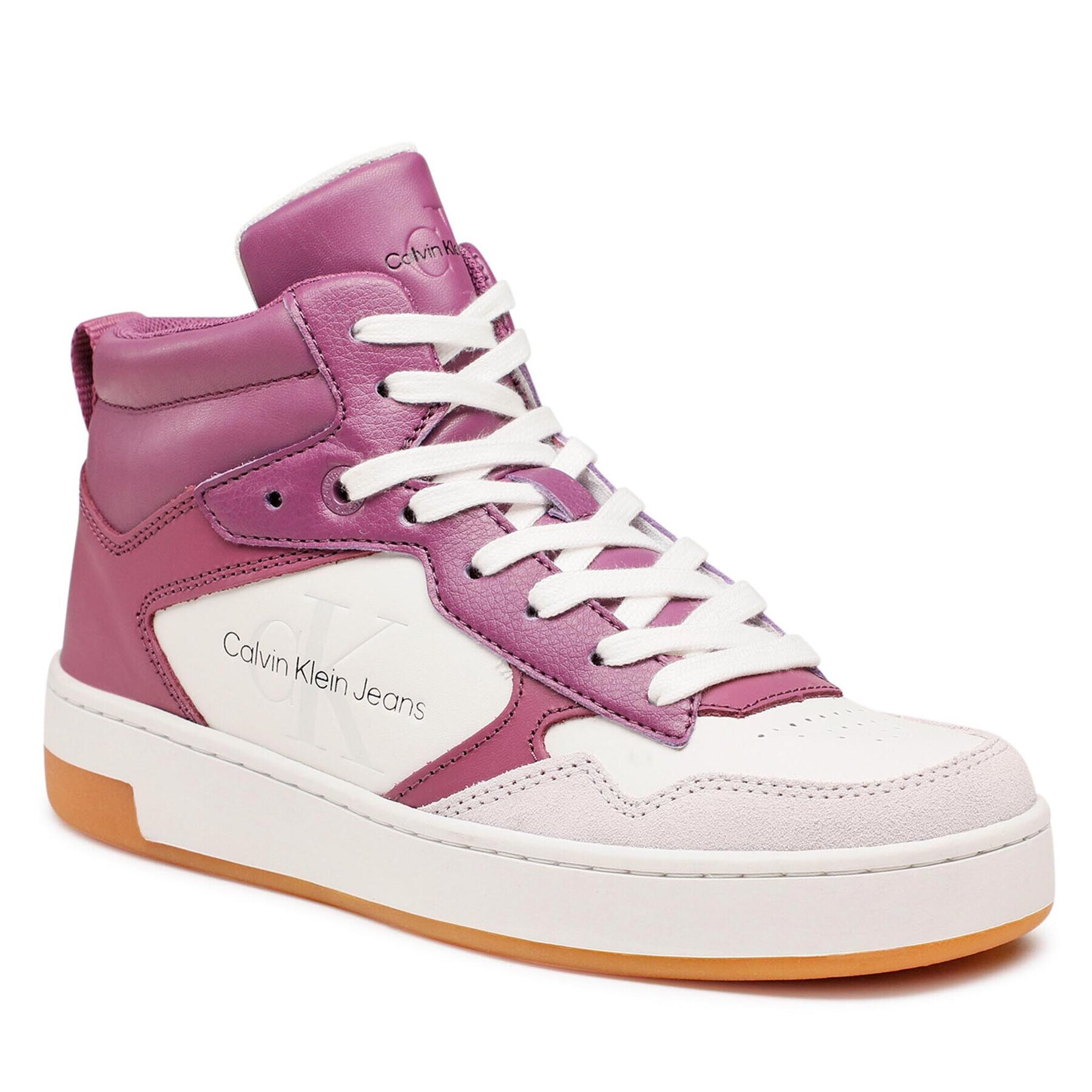 Calvin Klein Jeans Sneakersy Basket Cupsole Mid Lth Mono YW0YW00877 Fialová - Pepit.sk