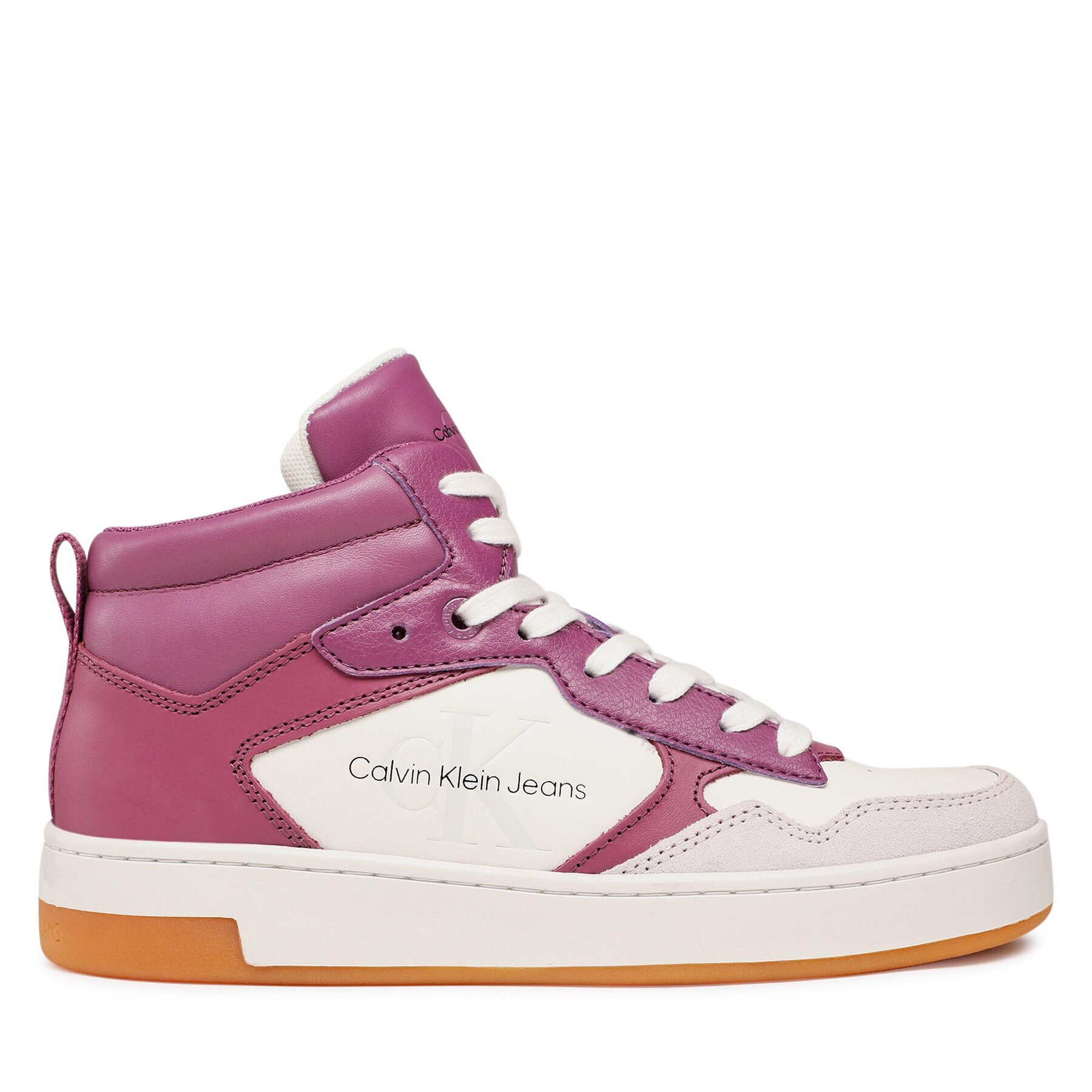 Calvin Klein Jeans Sneakersy Basket Cupsole Mid Lth Mono YW0YW00877 Fialová - Pepit.sk