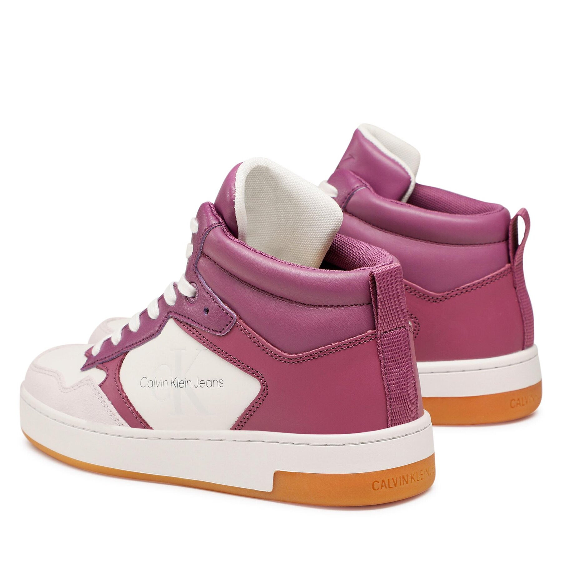 Calvin Klein Jeans Sneakersy Basket Cupsole Mid Lth Mono YW0YW00877 Fialová - Pepit.sk