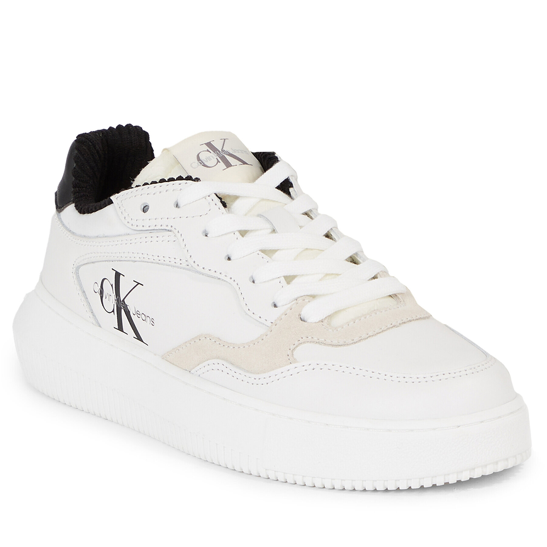 Calvin Klein Jeans Sneakersy Chunky Cupsole Coui Lth Mix YW0YW01171 Biela - Pepit.sk