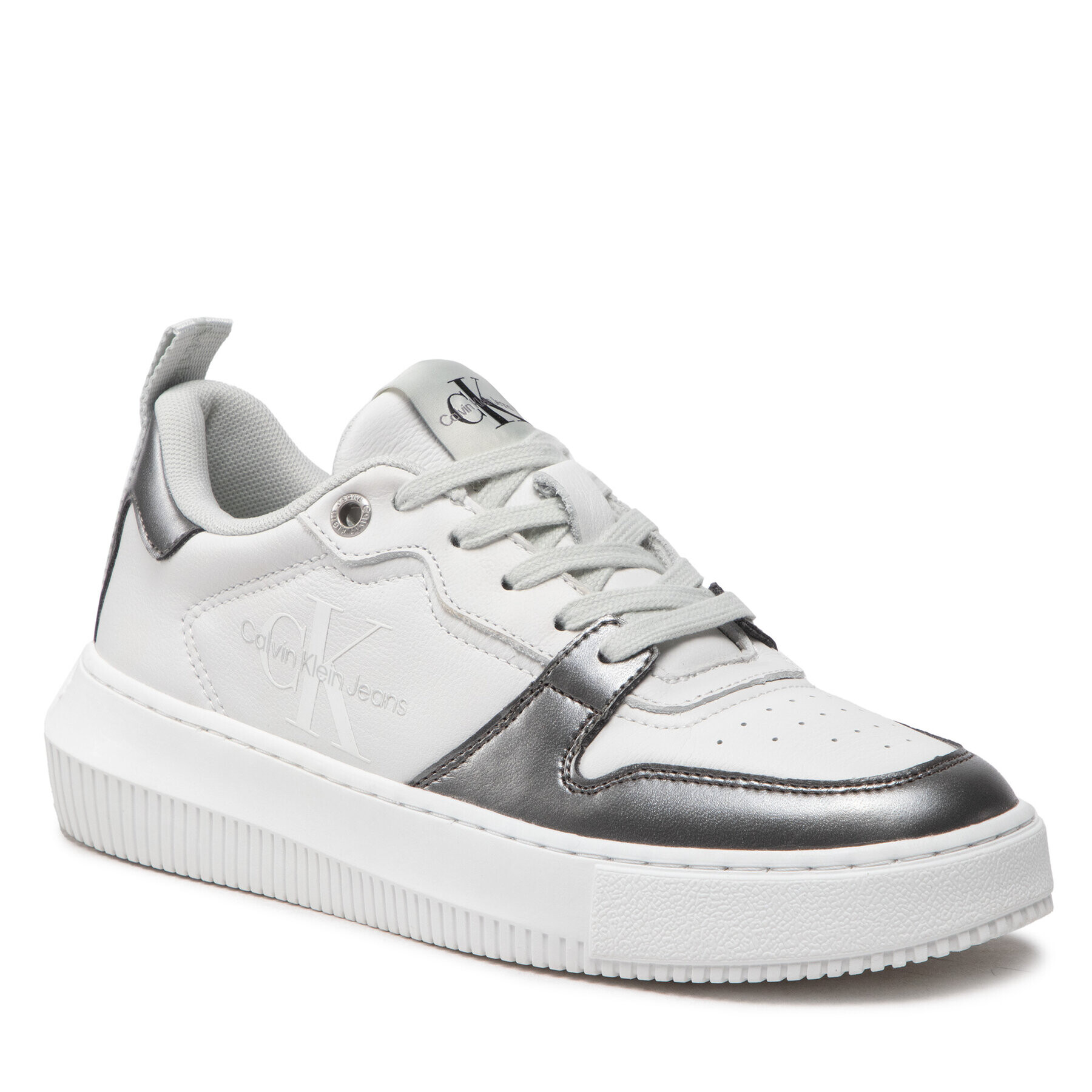 Calvin Klein Jeans Sneakersy Chunky Cupsole Laceup Metallic YW0YW007830LB Biela - Pepit.sk