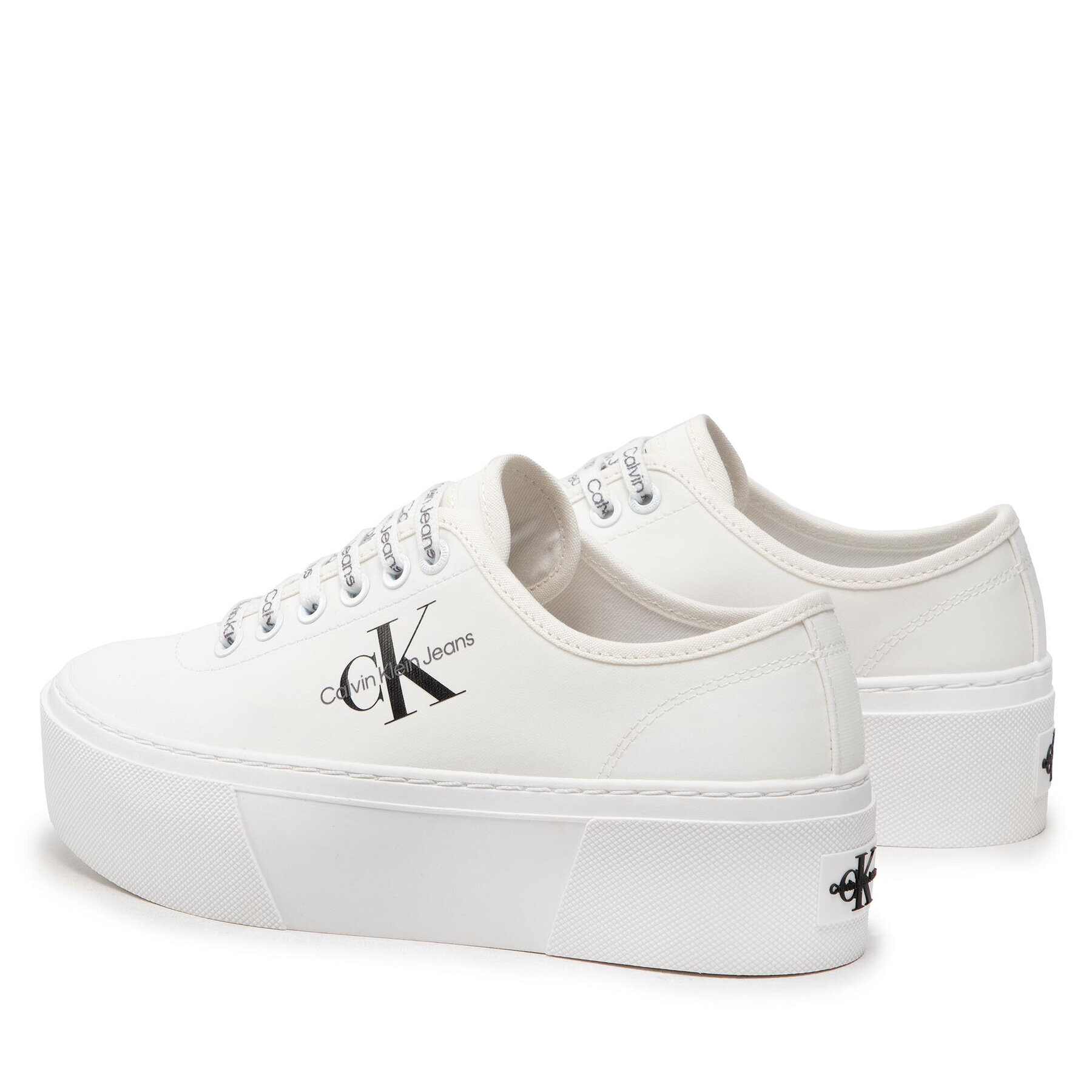 Calvin Klein Jeans Sneakersy Cupsole Flatform Laceup Low Txt YW0YW00766 Biela - Pepit.sk