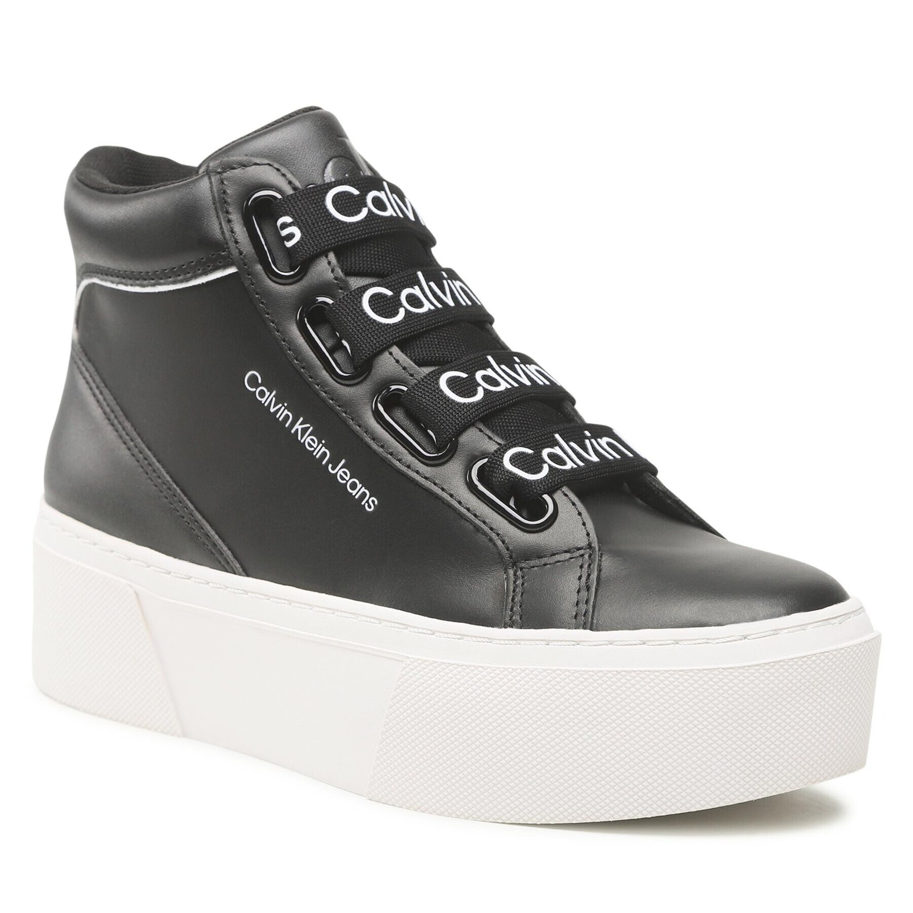 Calvin Klein Jeans Sneakersy Flatform Mid Branded Laces YW0YW00869 Čierna - Pepit.sk