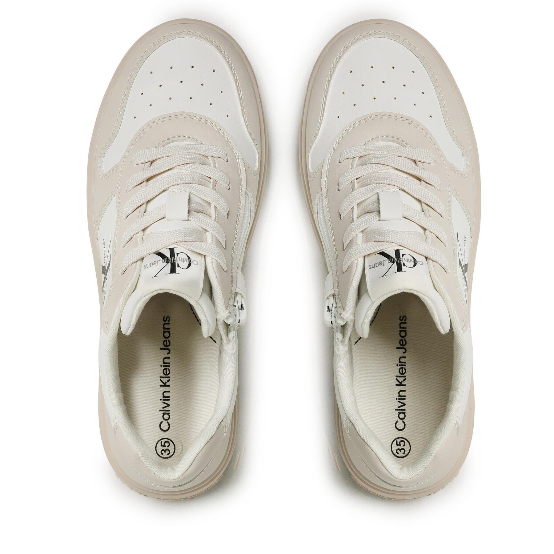 Calvin Klein Jeans Sneakersy Low Cut Lace-Up Sneaker V3X9-80552-1355 S Écru - Pepit.sk