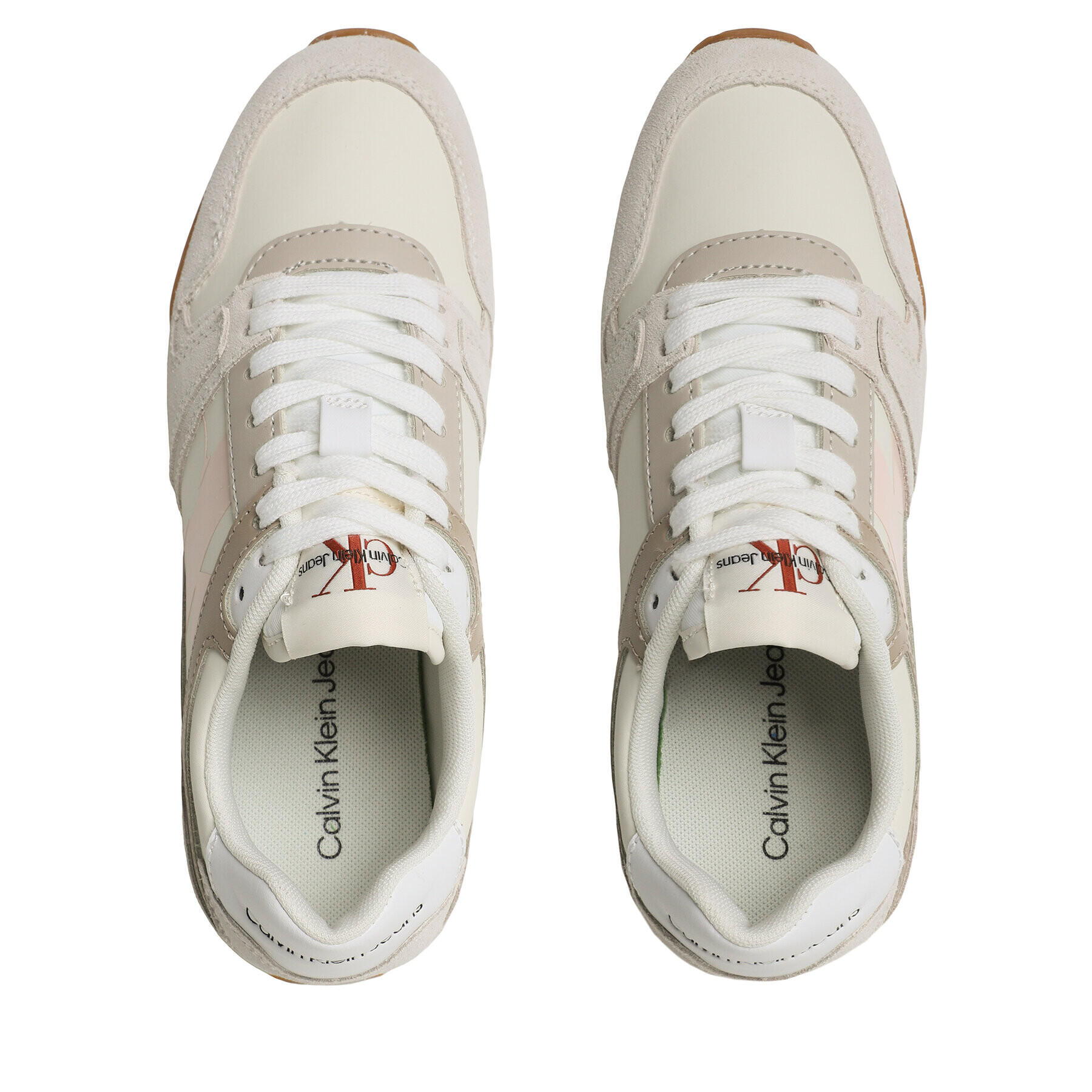 Calvin Klein Jeans Sneakersy Toothy Run Laceup Low Lth Mix Wn YW0YW01052 Écru - Pepit.sk