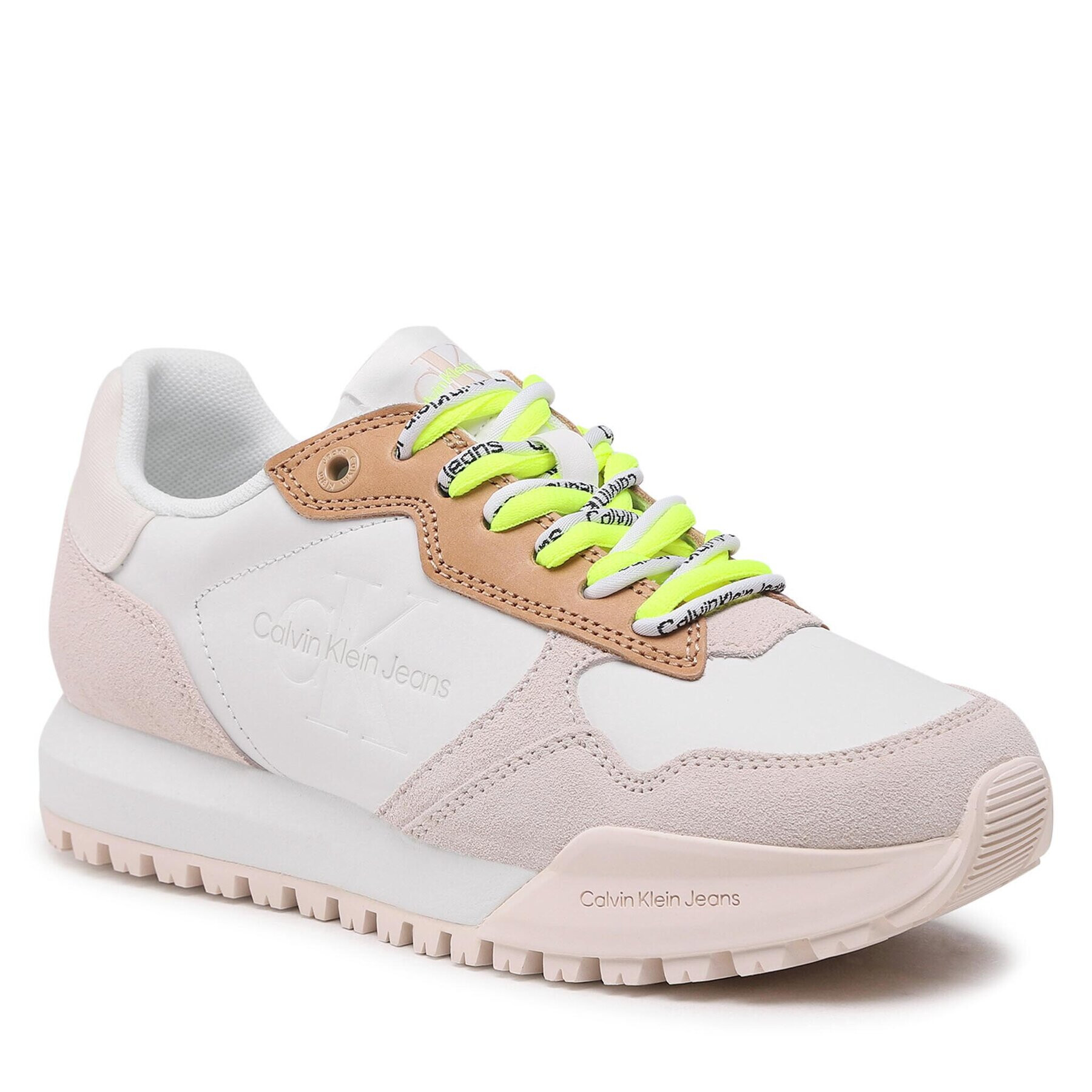 Calvin Klein Jeans Sneakersy Toothy Runner Fluo Contrast YW0YW00935 Biela - Pepit.sk