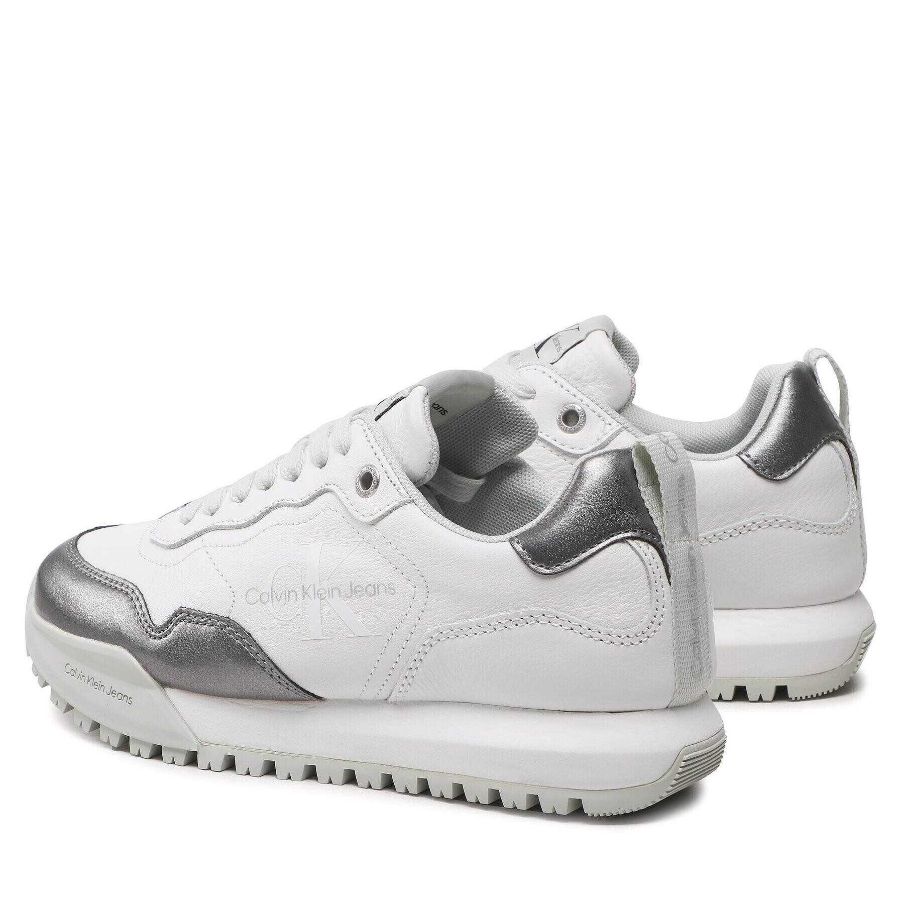 Calvin Klein Jeans Sneakersy Toothy Runner Laceup Lth Met YW0YW00789 Biela - Pepit.sk