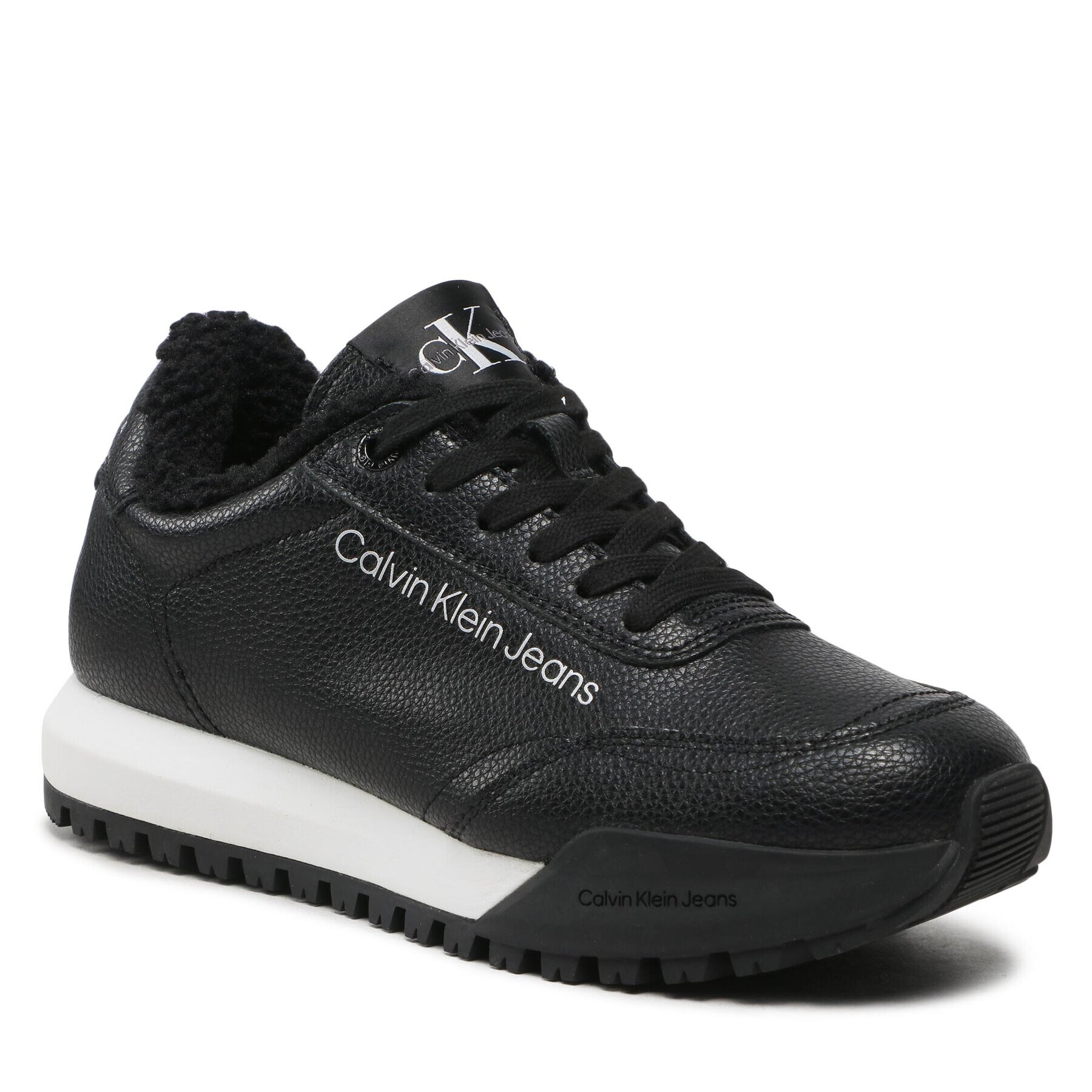 Calvin Klein Jeans Sneakersy Toothy Runner Laceup Lth-W YW0YW00830 Čierna - Pepit.sk