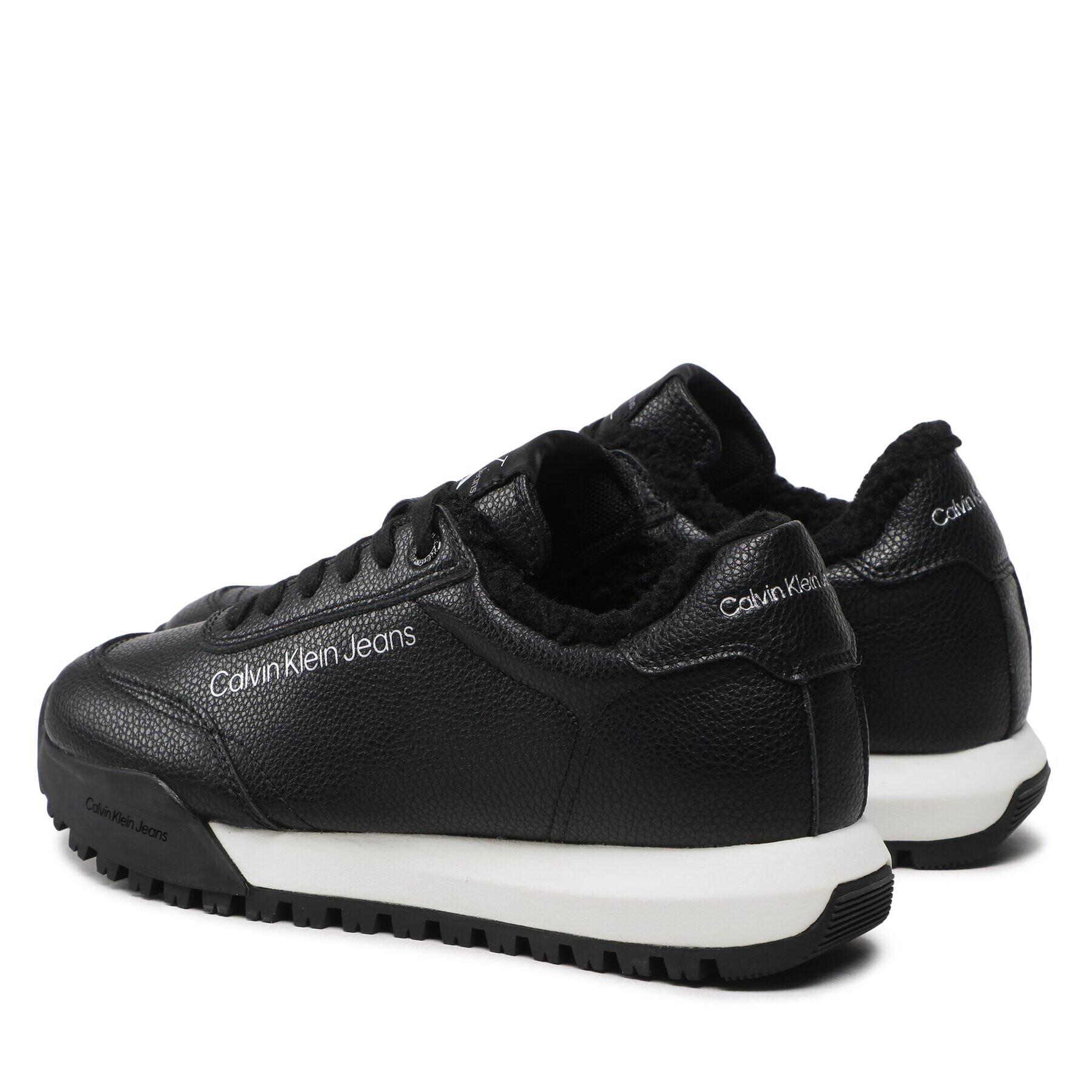 Calvin Klein Jeans Sneakersy Toothy Runner Laceup Lth-W YW0YW00830 Čierna - Pepit.sk