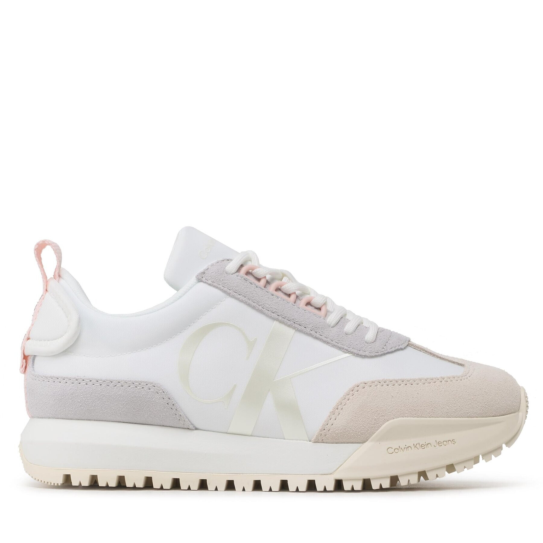 Calvin Klein Jeans Sneakersy Toothy Runner Laceup Mix Pearl YW0YW01100 Biela - Pepit.sk