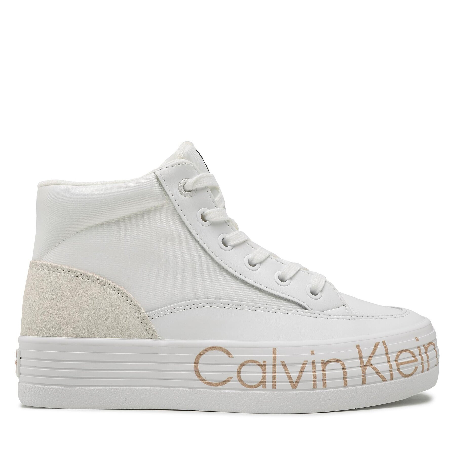 Calvin Klein Jeans Sneakersy Vulc Flatf Mid Wrap Around Logo YW0YW00865 Biela - Pepit.sk