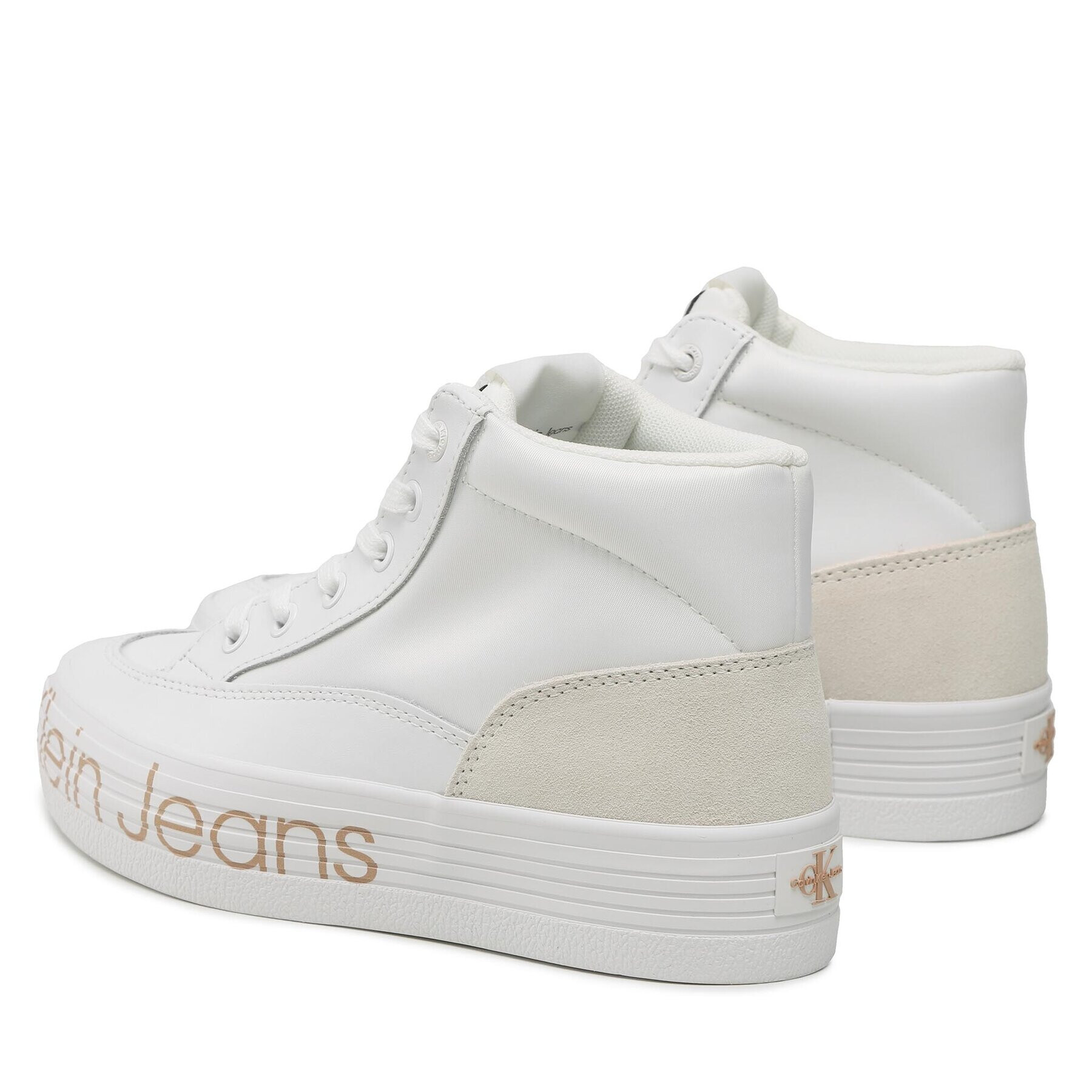 Calvin Klein Jeans Sneakersy Vulc Flatf Mid Wrap Around Logo YW0YW00865 Biela - Pepit.sk