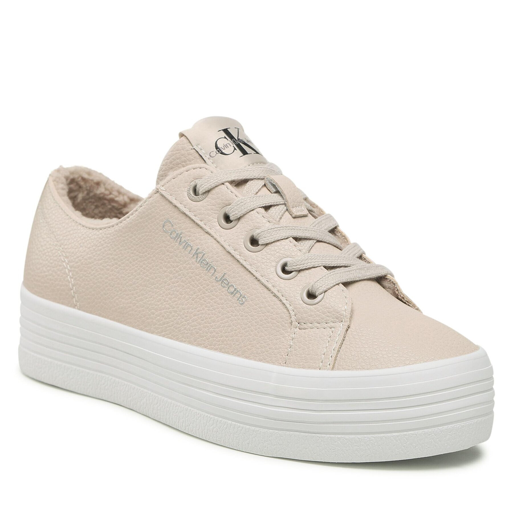 Calvin Klein Jeans Sneakersy Vulc Flatform Laceup Low Lw YW0YW00819 Béžová - Pepit.sk