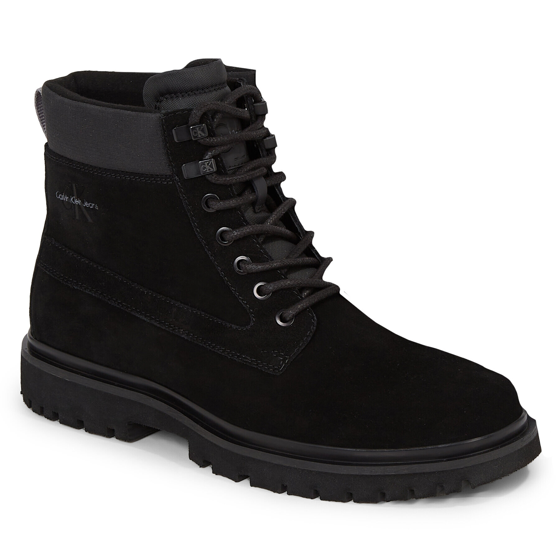 Calvin Klein Jeans Šnurovacia obuv Eva Mid Laceup Boot Suede YM0YM00802 Čierna - Pepit.sk