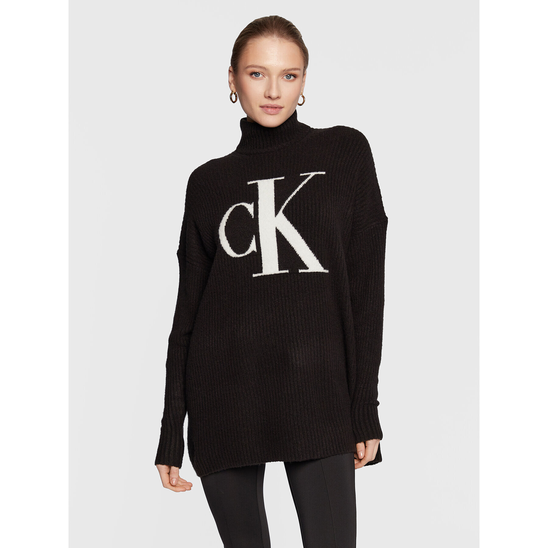 Calvin Klein Jeans Sveter J20J220440 Čierna Oversize - Pepit.sk