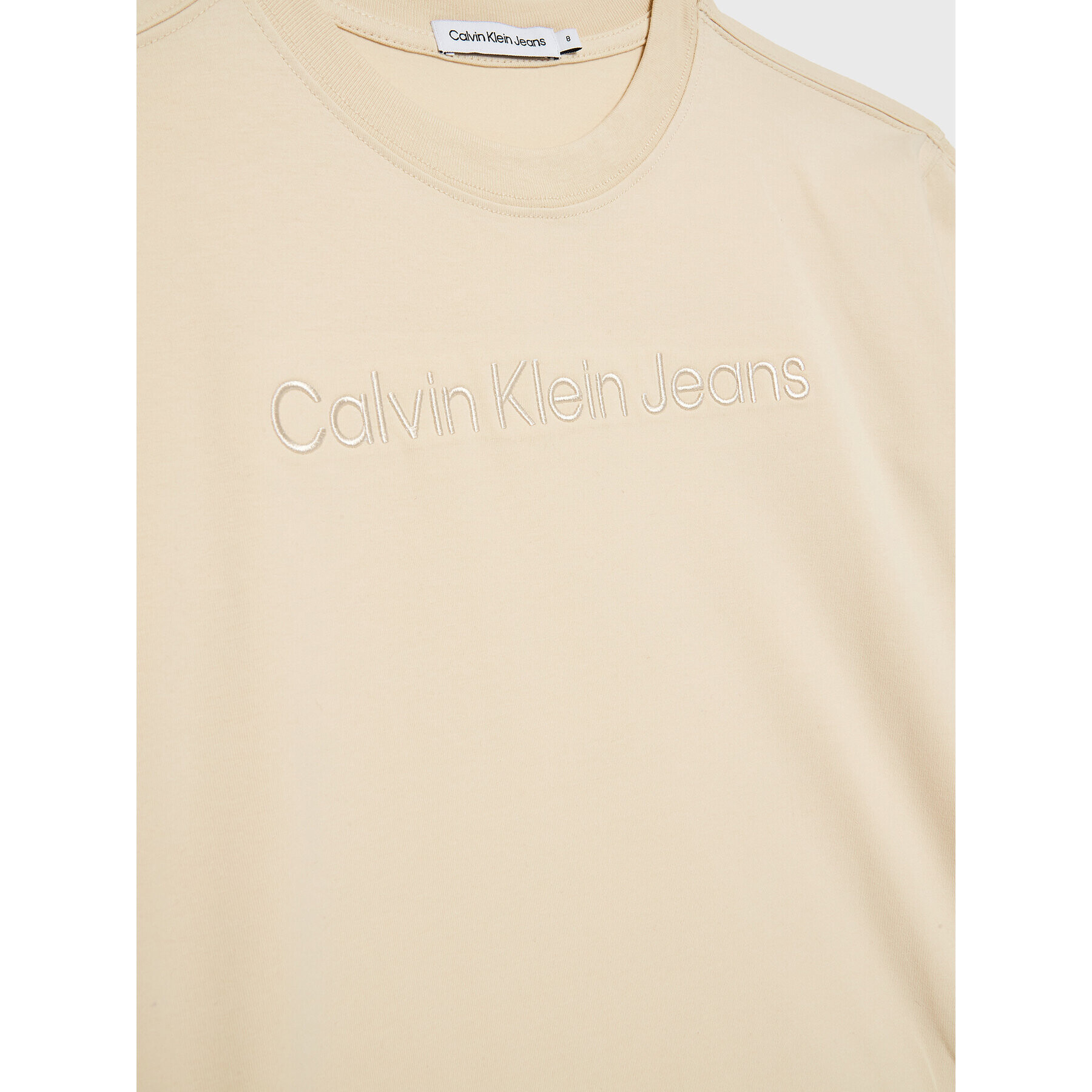 Calvin Klein Jeans Tričko Embroidery Logo IB0IB01563 Béžová Regular Fit - Pepit.sk