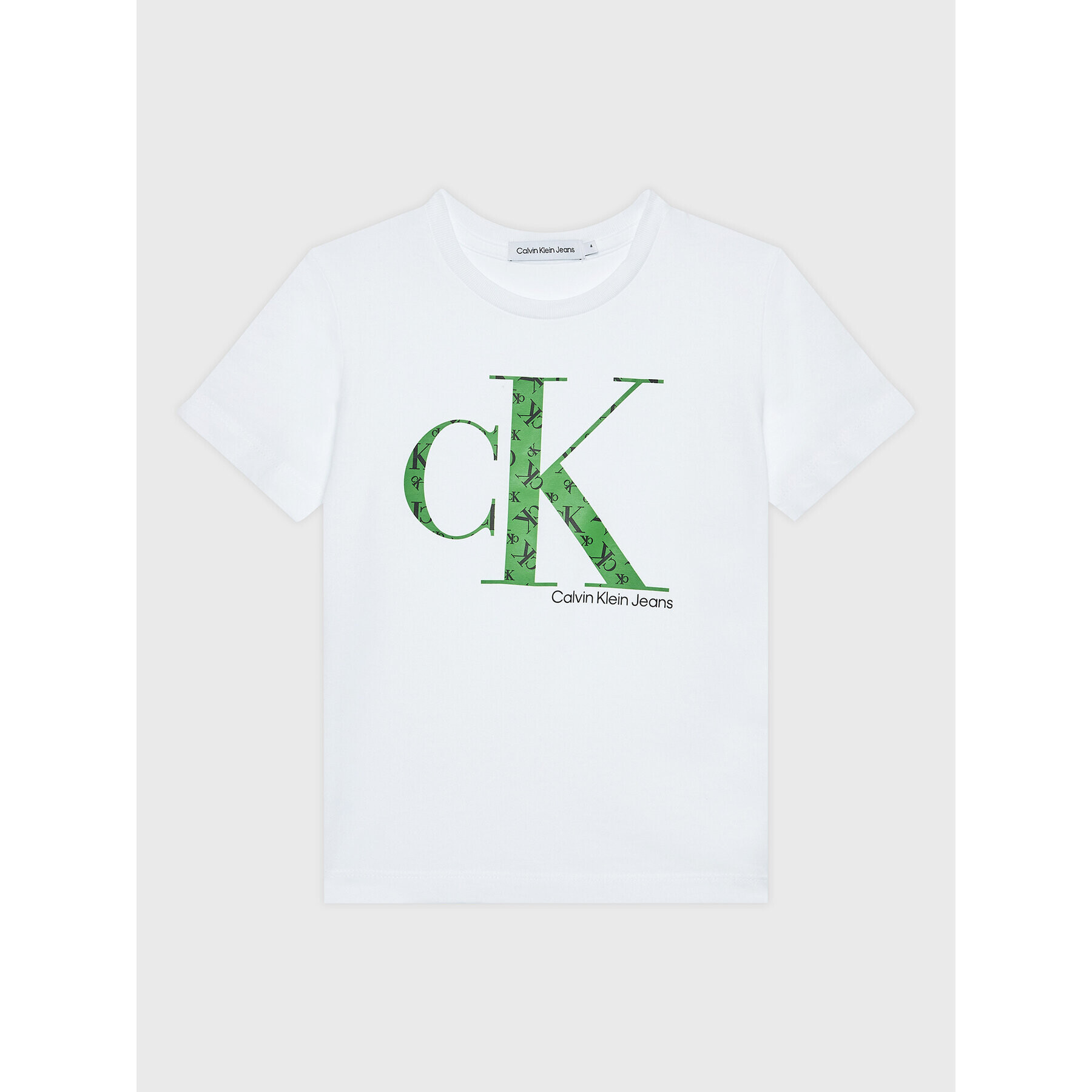 Calvin Klein Jeans Tričko Grid Monogram IB0IB01455 Biela Regular Fit - Pepit.sk