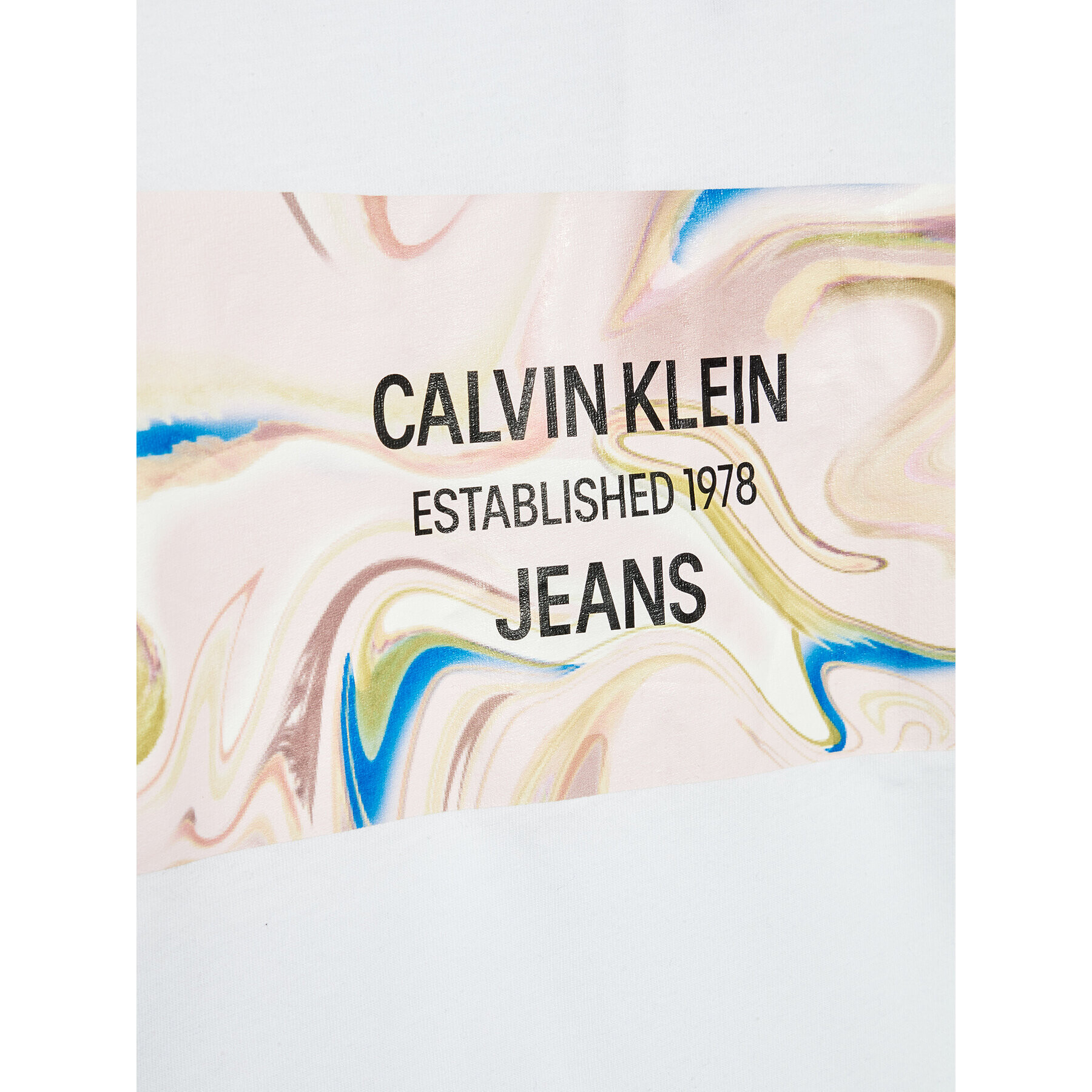 Calvin Klein Jeans Tričko Liquid Logo Print IG0IG01292 Biela Regular Fit - Pepit.sk