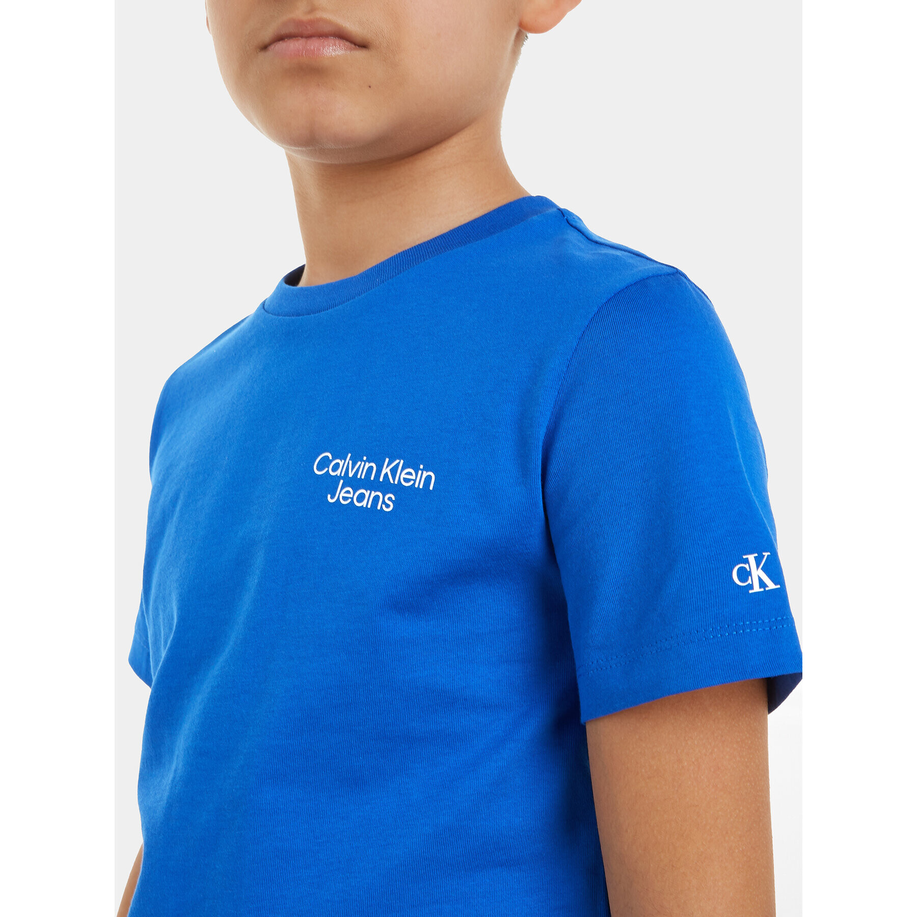 Calvin Klein Jeans Tričko Stack Logo IB0IB01319 Modrá Regular Fit - Pepit.sk