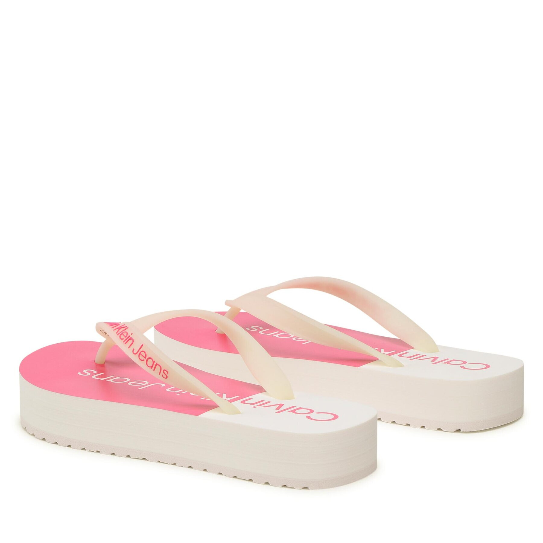 Calvin Klein Jeans Žabky Beach Sandal Flatform YW0YW00716 Écru - Pepit.sk