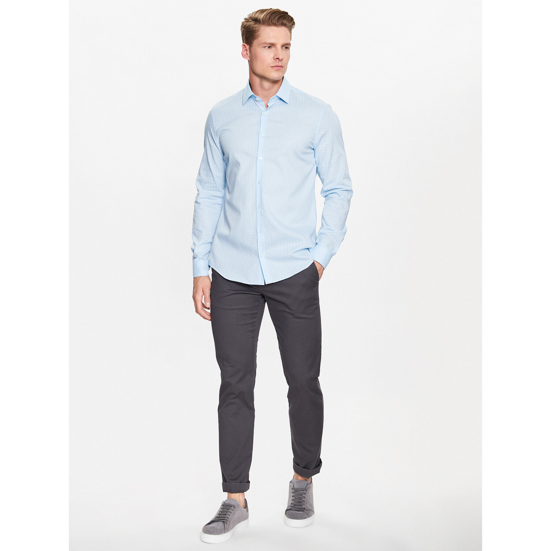 Calvin Klein Košeľa Chambray K10K111282 Modrá Slim Fit - Pepit.sk