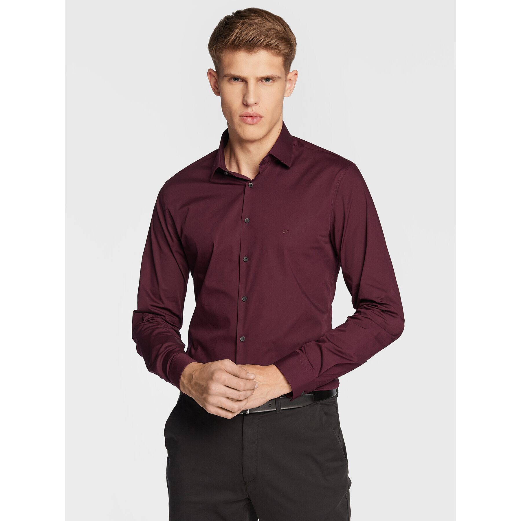 Calvin Klein Košeľa K10K108229 Fialová Slim Fit - Pepit.sk