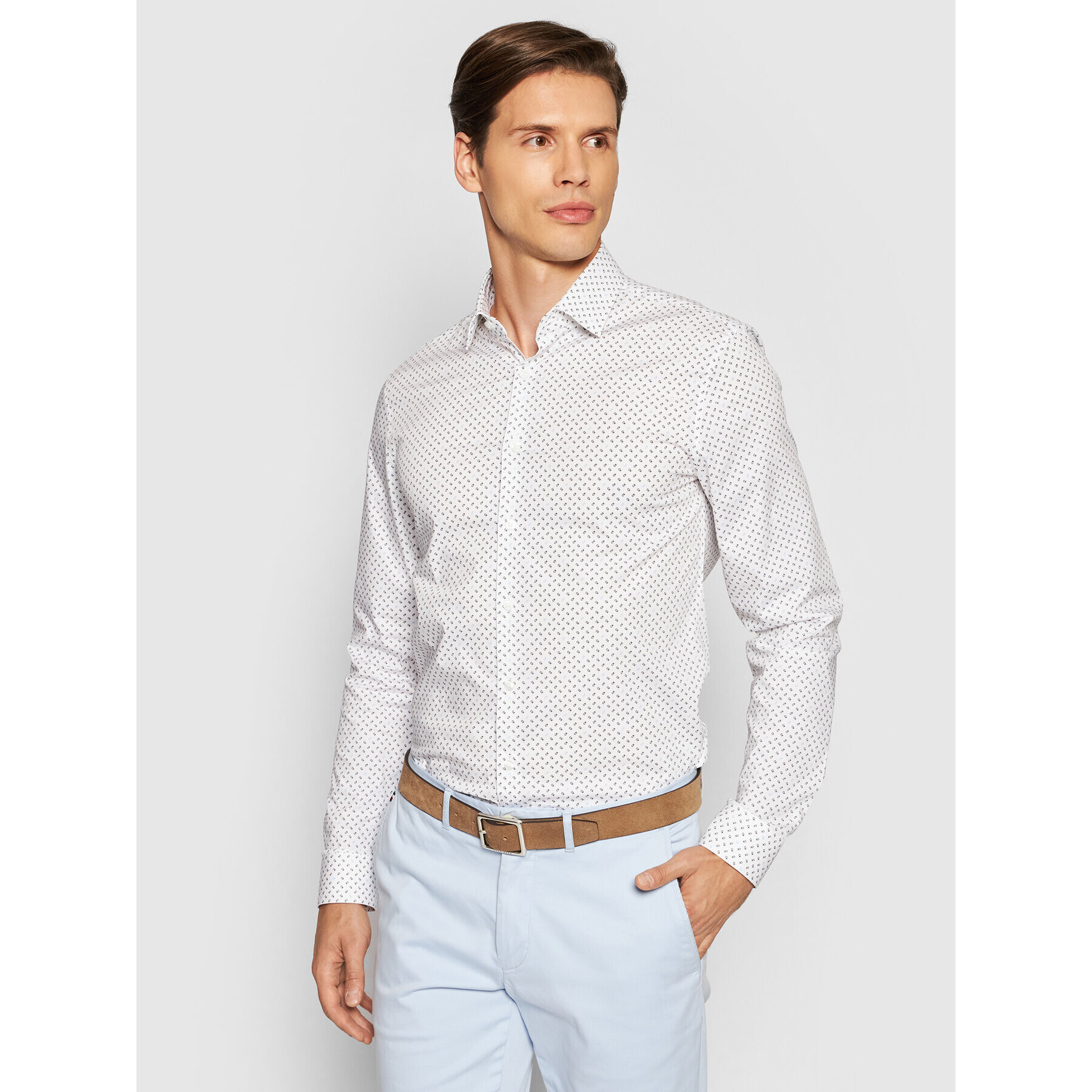 Calvin Klein Košeľa Printed Stretch K10K107344 Biela Slim Fit - Pepit.sk