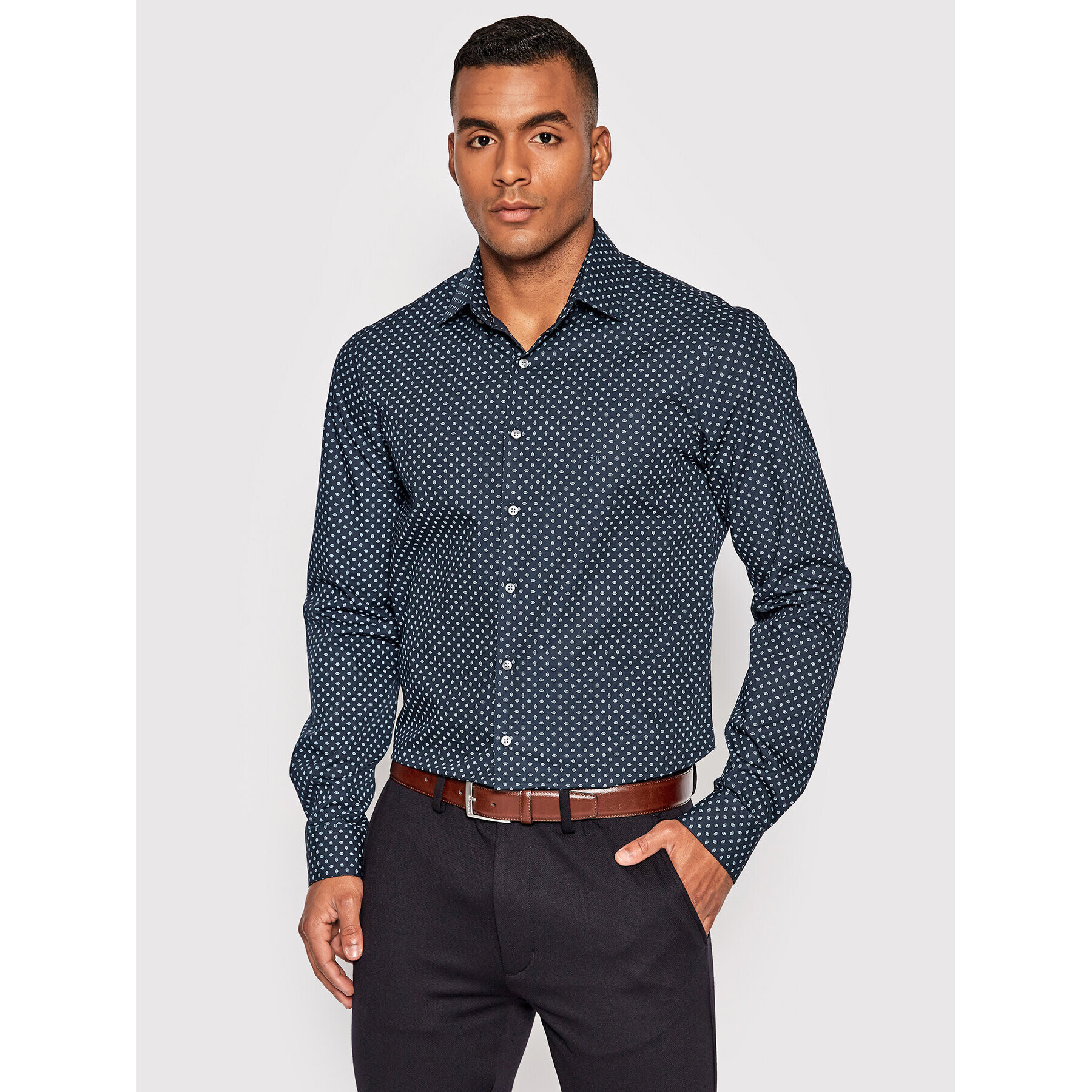 Calvin Klein Košeľa Square Print K10K109829 Tmavomodrá Slim Fit - Pepit.sk