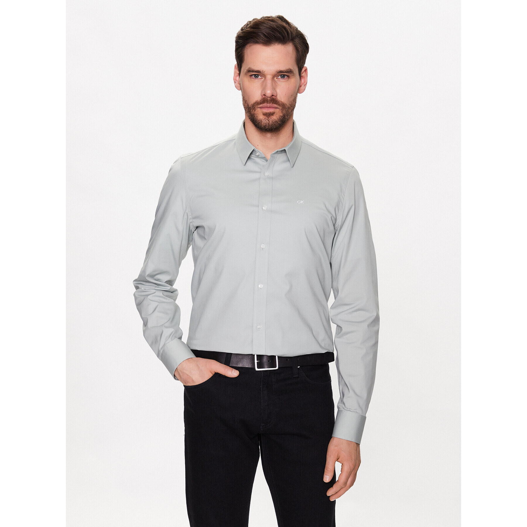 Calvin Klein Košeľa Stretch Poplin Slim Shirt K10K110856 Modrá Slim Fit - Pepit.sk