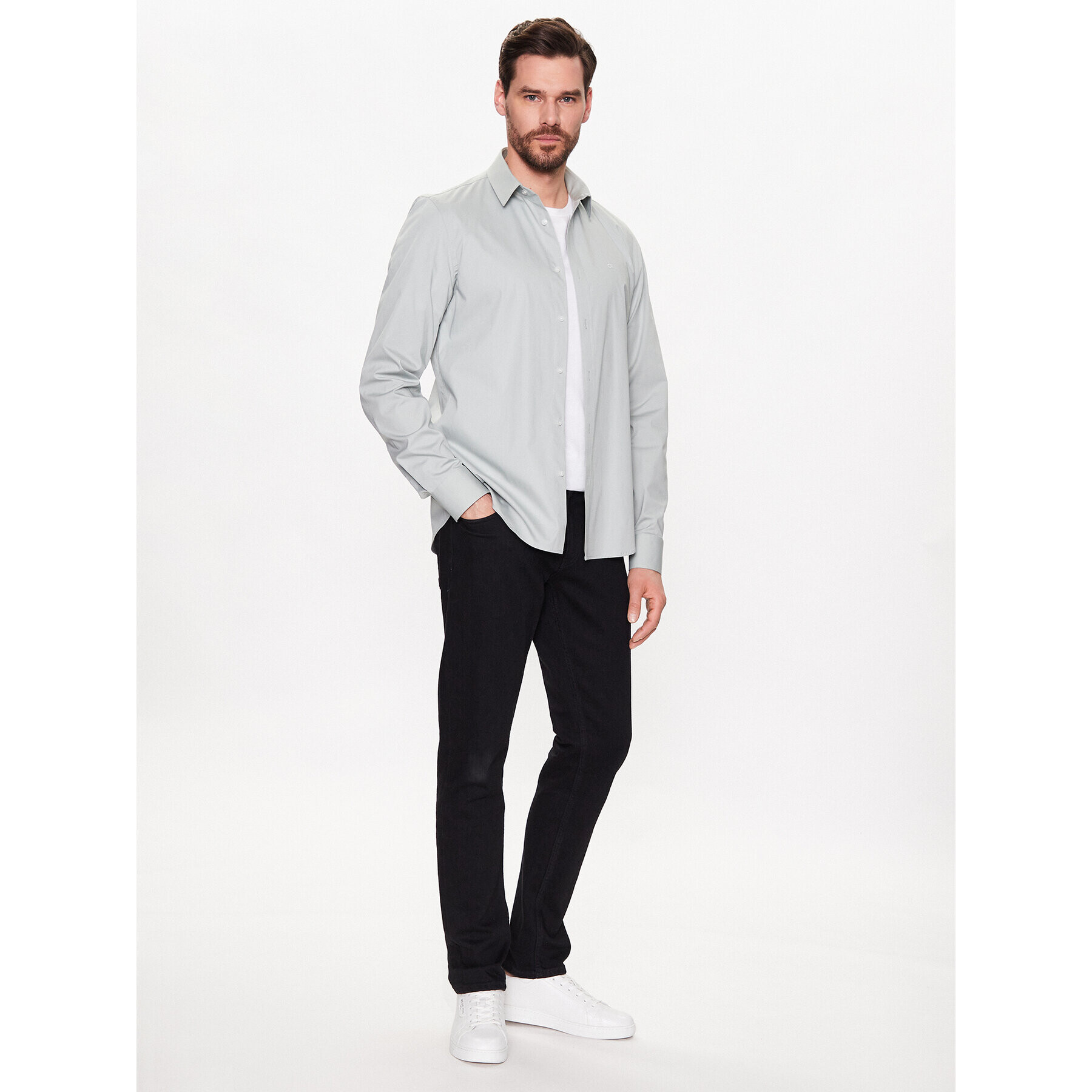 Calvin Klein Košeľa Stretch Poplin Slim Shirt K10K110856 Modrá Slim Fit - Pepit.sk