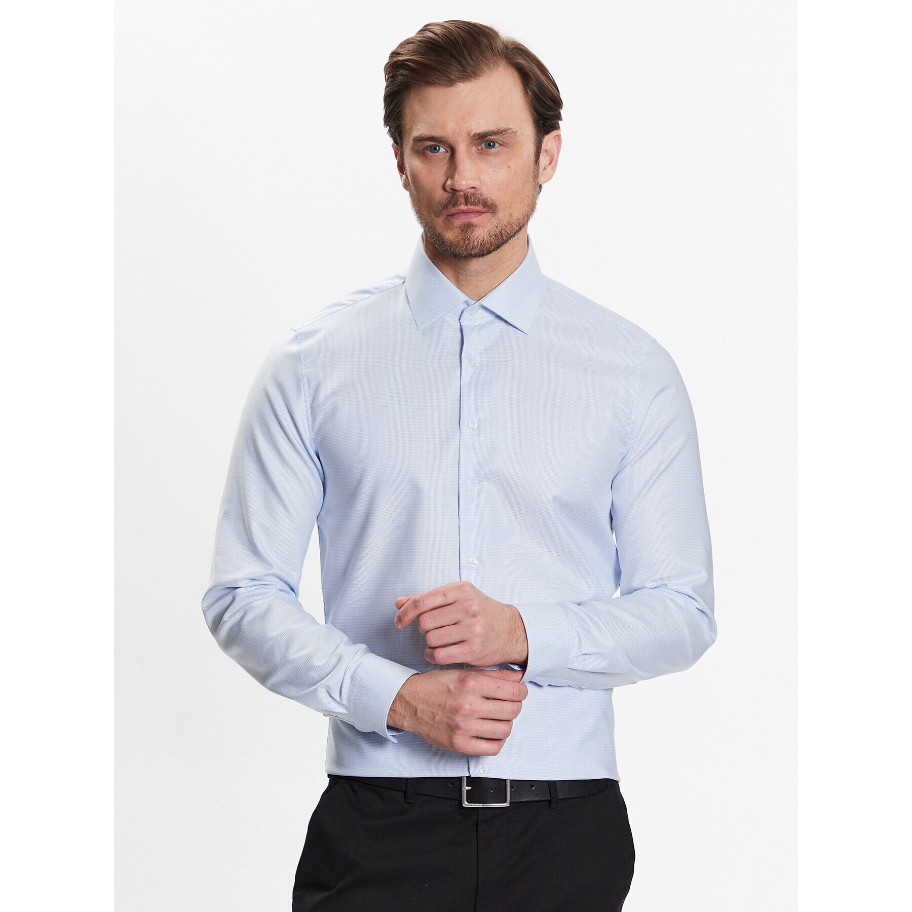 Calvin Klein Košeľa Structure Easy Care Fitted Shirt K10K111293 Modrá Fitted Fit - Pepit.sk